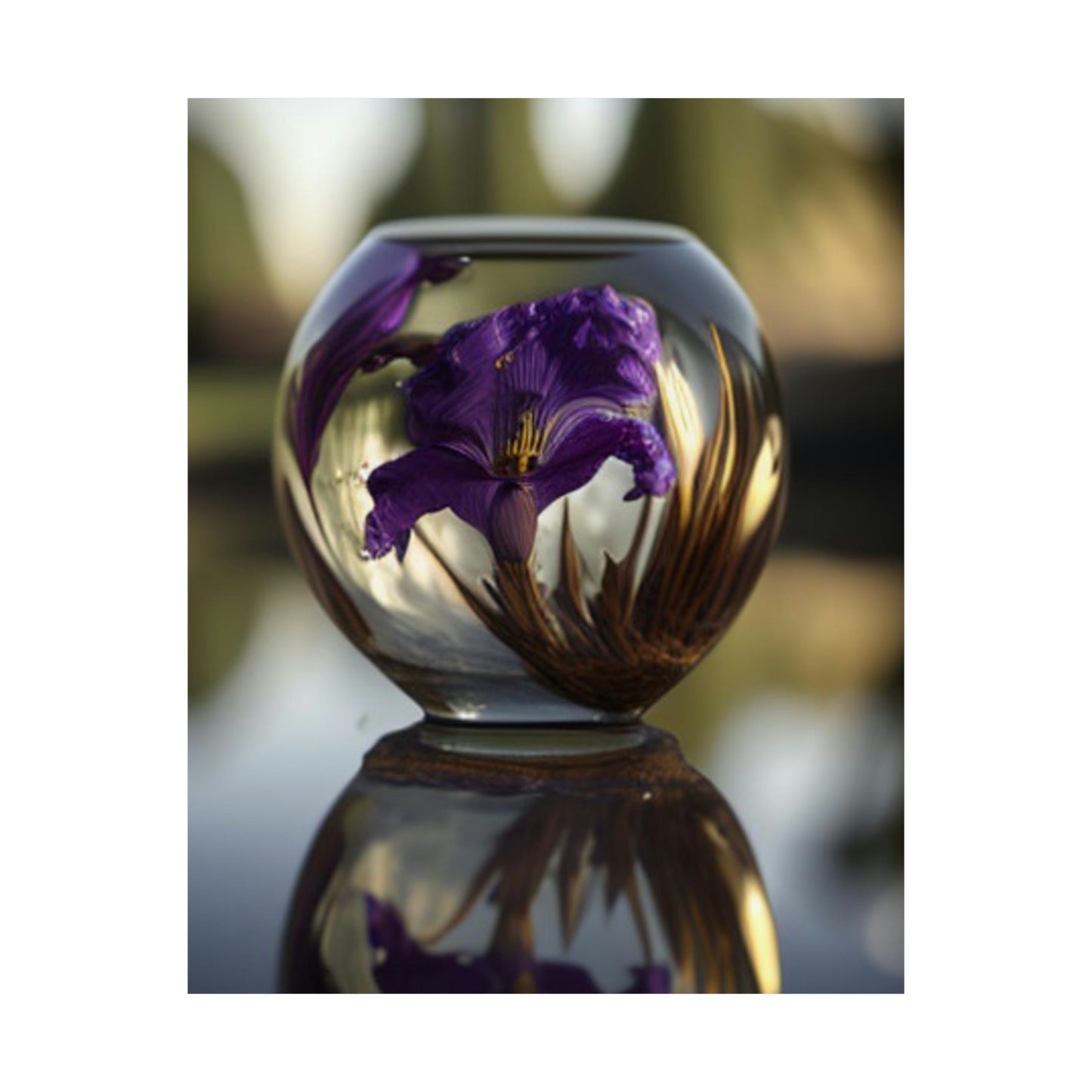 Premium Matte Vertical Posters Purple Iris in a vase 2