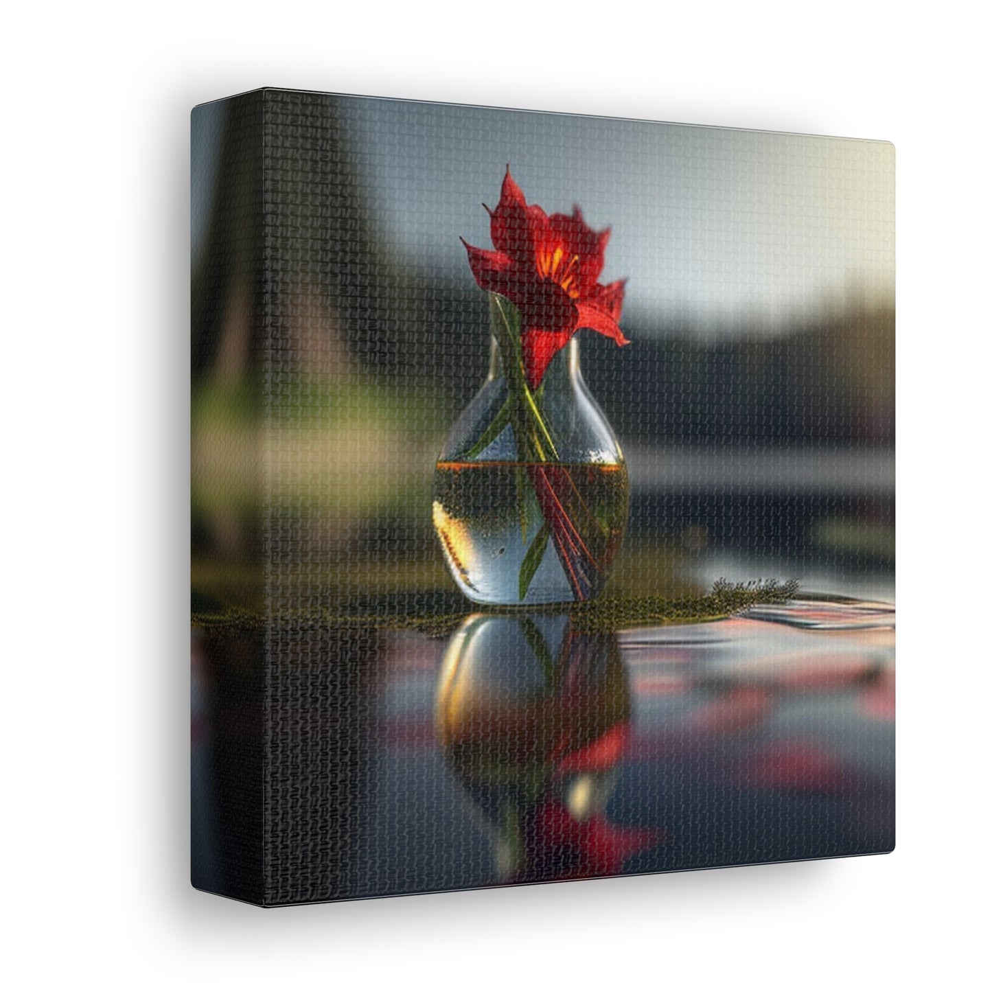 Canvas Gallery Wraps Red Lily in a Glass vase 3