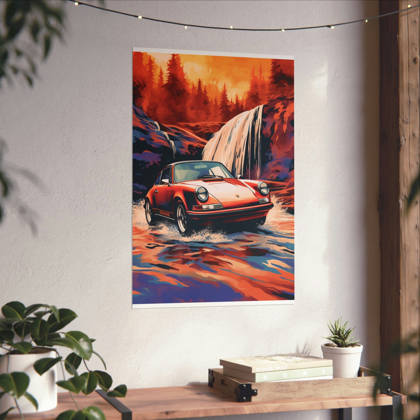 Premium Matte Vertical Posters American Flag Porsche Abstract 4