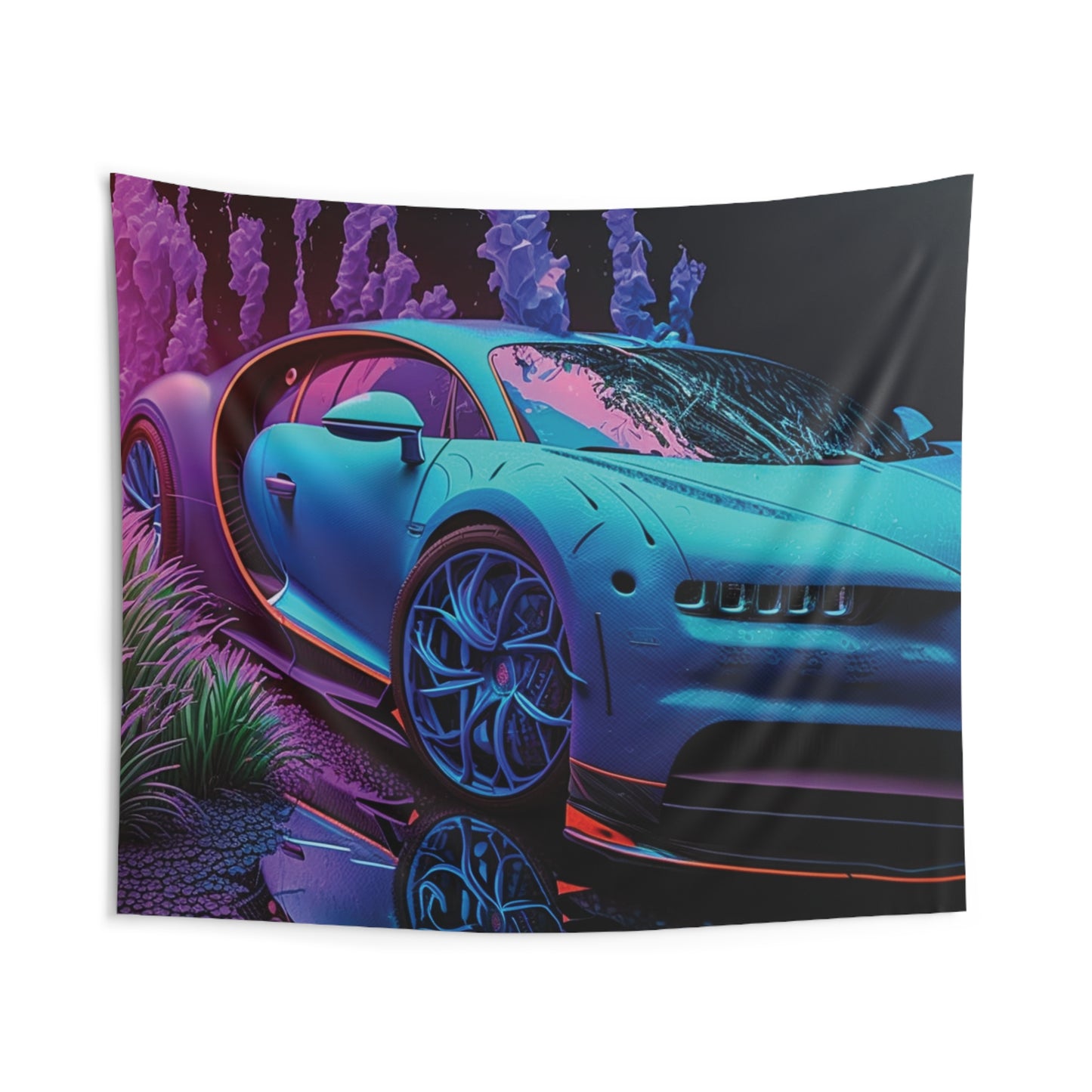 Indoor Wall Tapestries Bugatti Neon Chiron 2