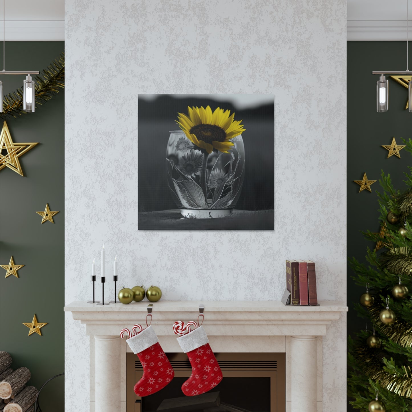 Canvas Gallery Wraps Yellw Sunflower in a vase 1