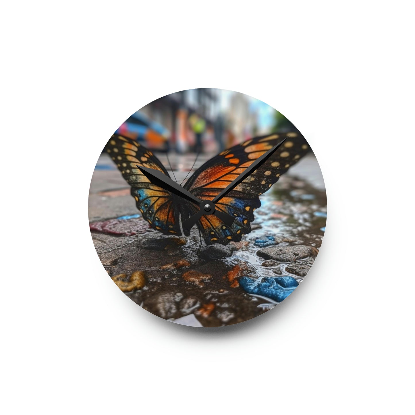 Acrylic Wall Clock Water Butterfly Street 4