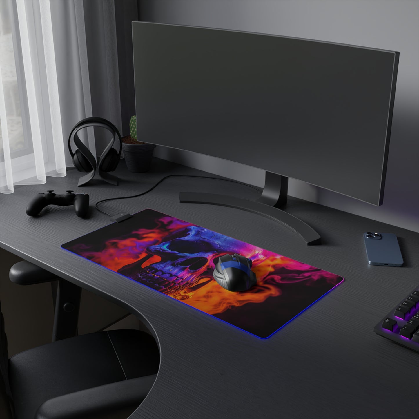 LED Gaming Mouse Pad Macro Skull 4