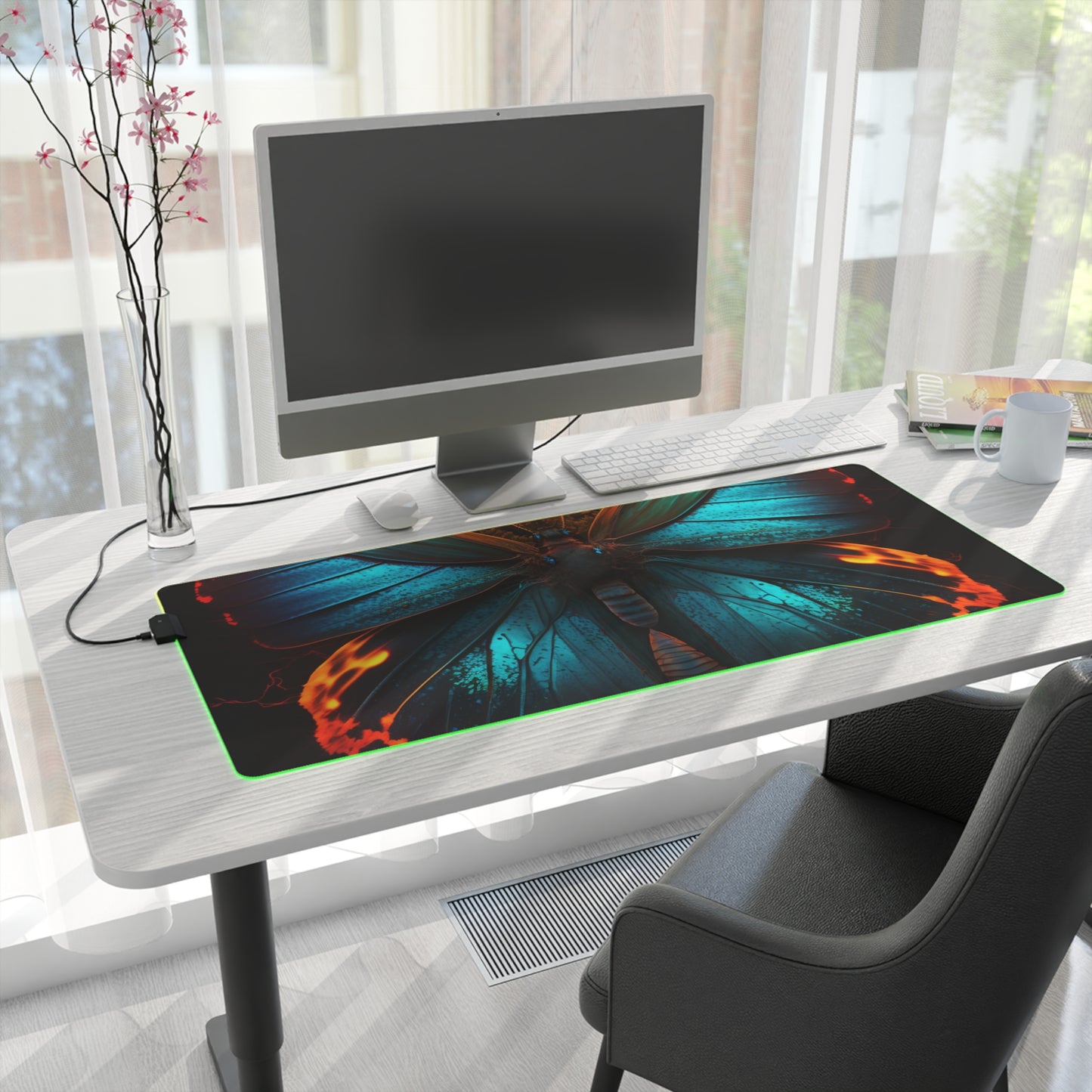 LED Gaming Mouse Pad Neon Butterfly Flair 3