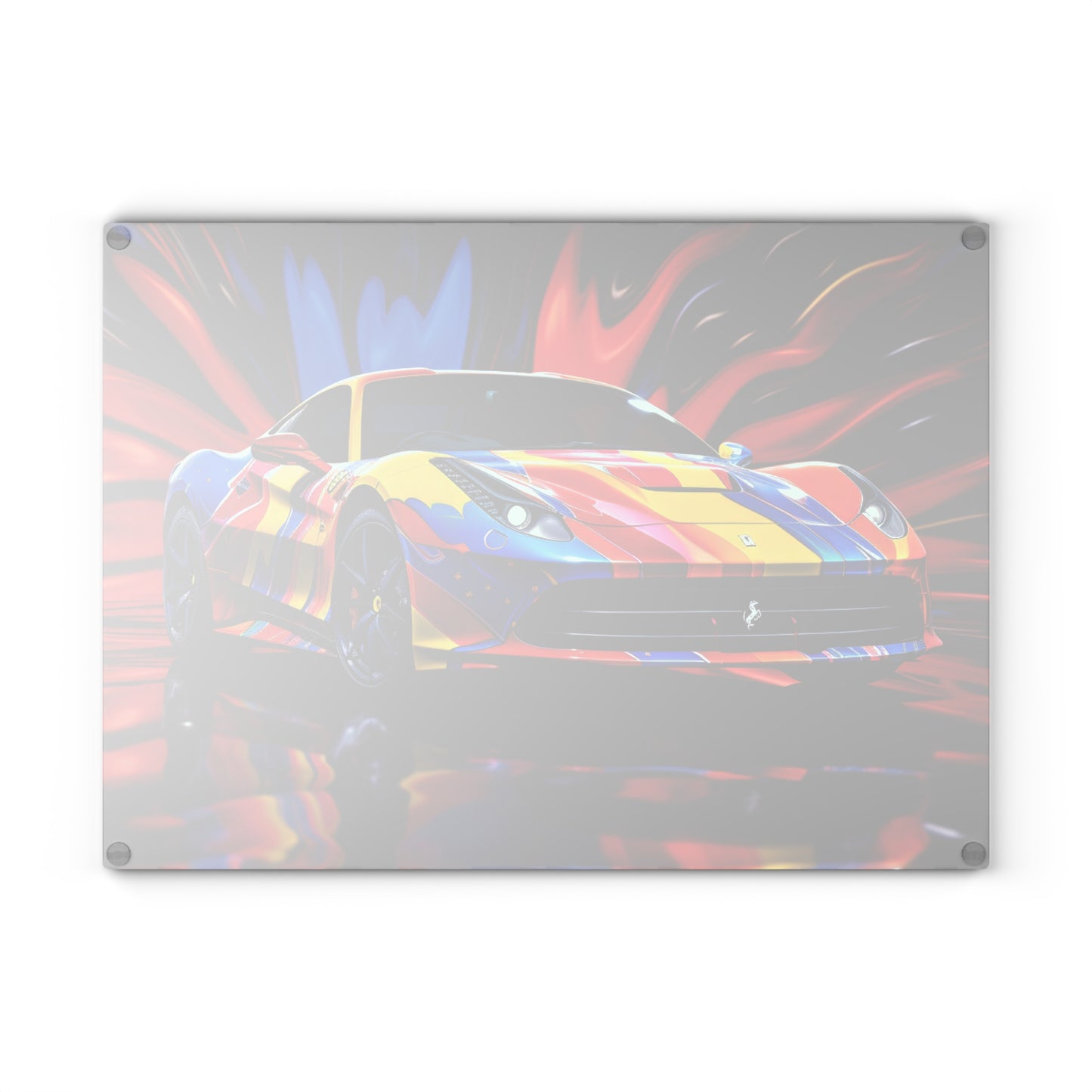 Glass Cutting Board Hyper Colorfull Ferrari 1