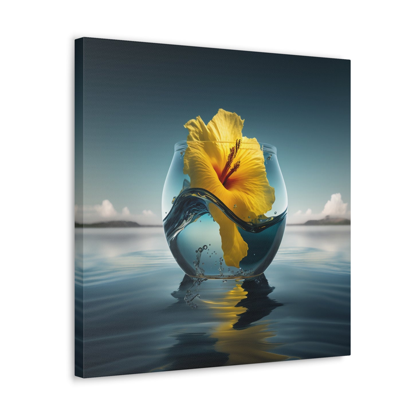 Canvas Gallery Wraps Yellow Hibiscus glass 4