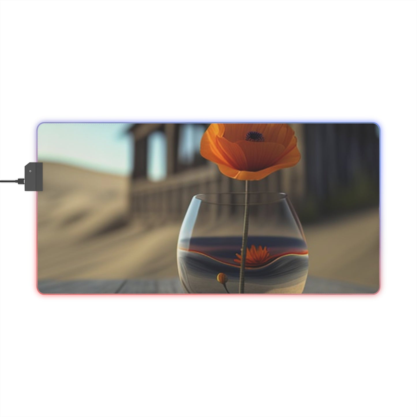 LED Gaming Mouse Pad Poppy in a Glass Vase 4