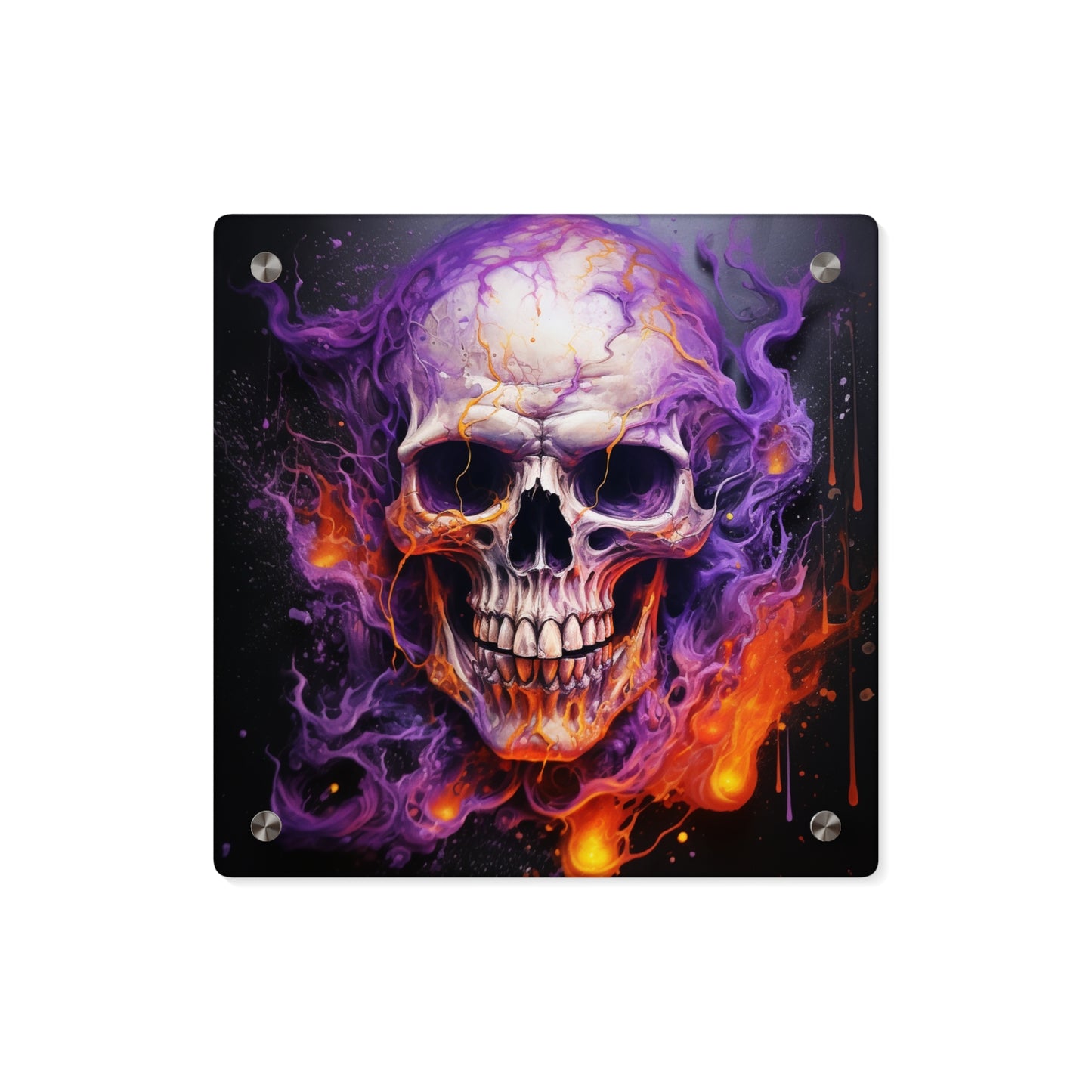 Acrylic Wall Art Panels Skull Flames 2