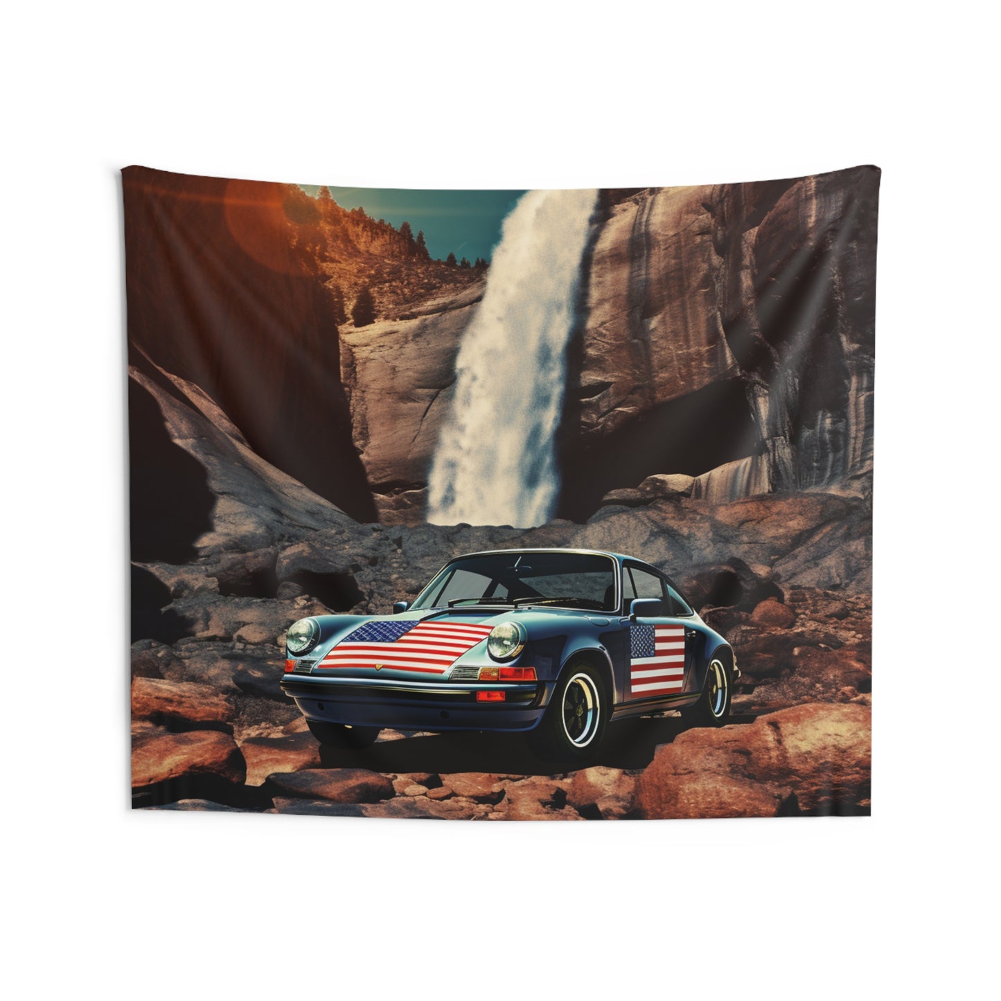 Indoor Wall Tapestries American Flag Porsche Abstract 2