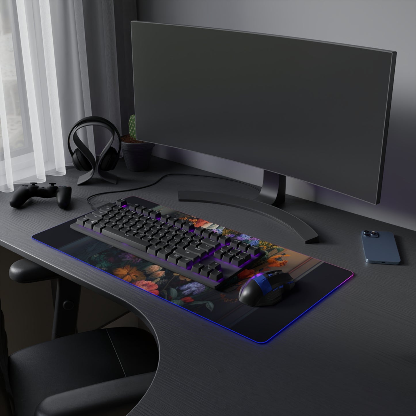 LED Gaming Mouse Pad A Wardrobe Surrounded by Flowers 4