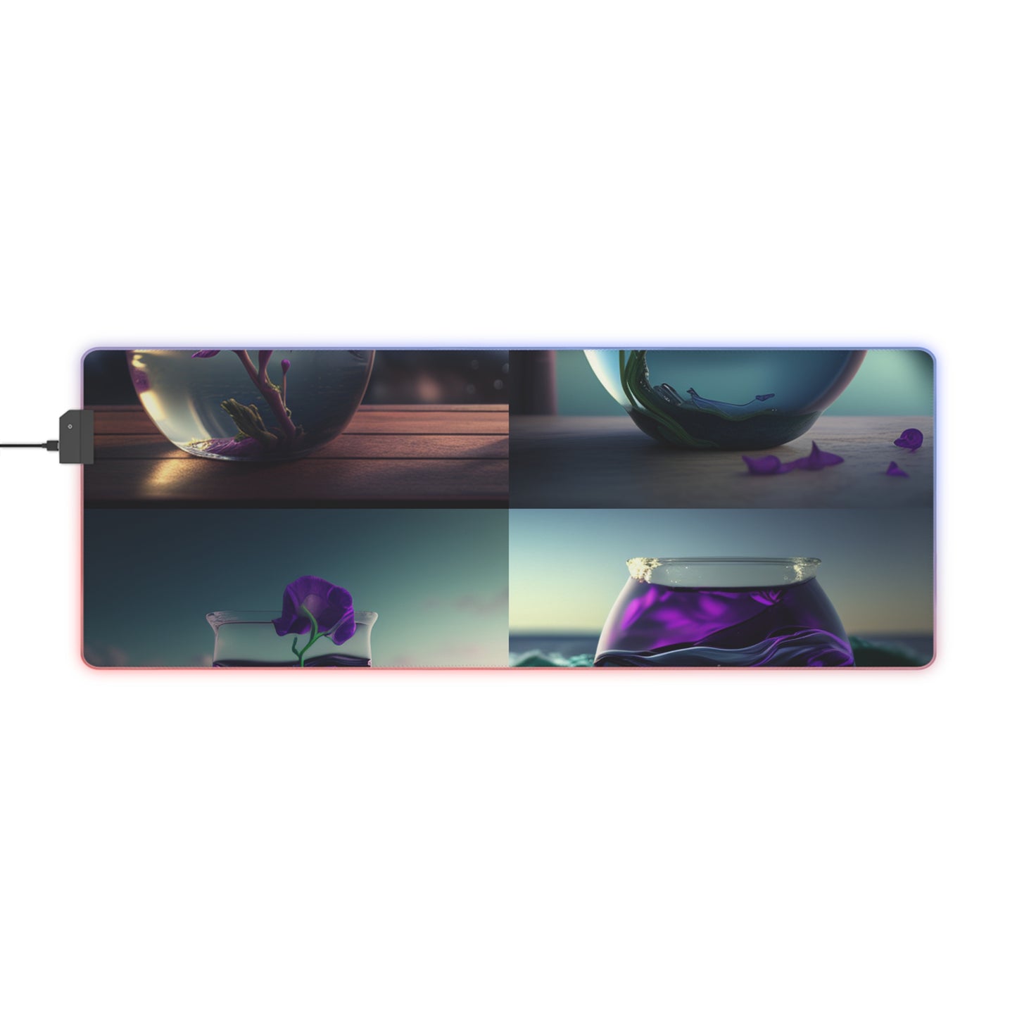 LED Gaming Mouse Pad Purple Sweet pea in a vase 5