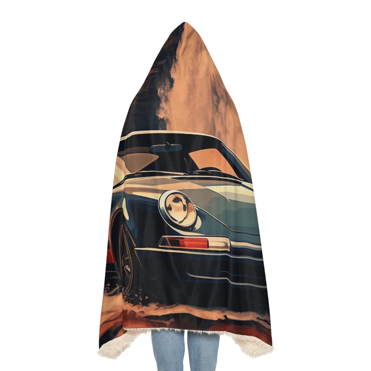 Snuggle Hooded Blanket American Flag Porsche Abstract 3