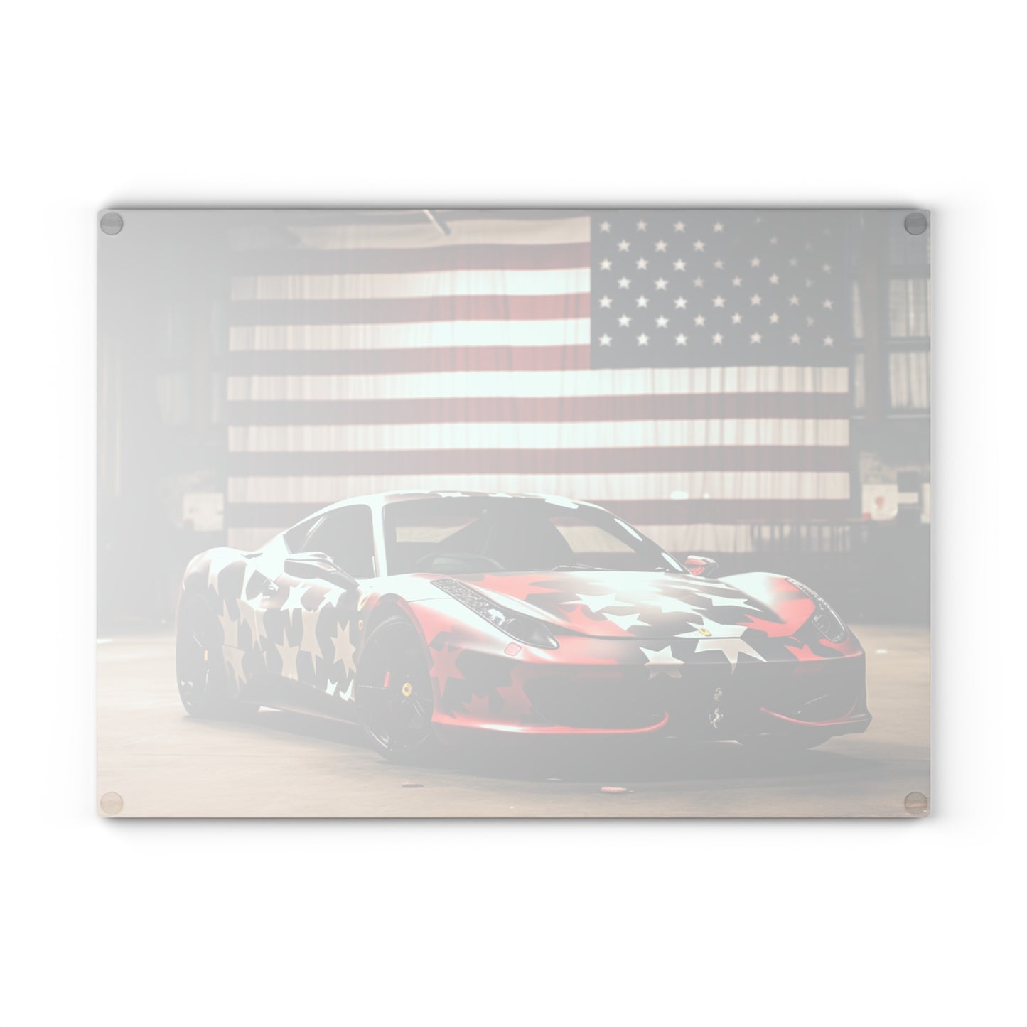 Glass Cutting Board American Flag Farrari 1