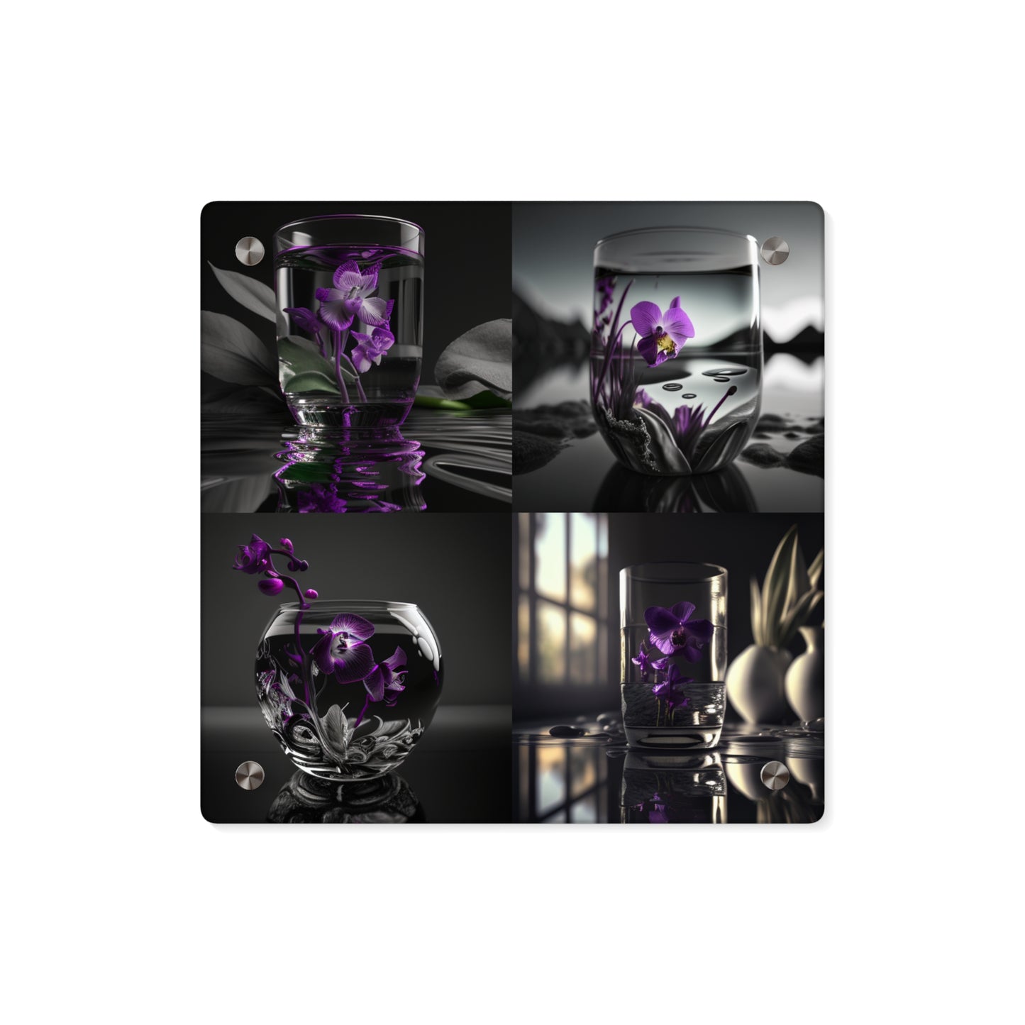 Acrylic Wall Art Panels Purple Orchid Glass vase 5