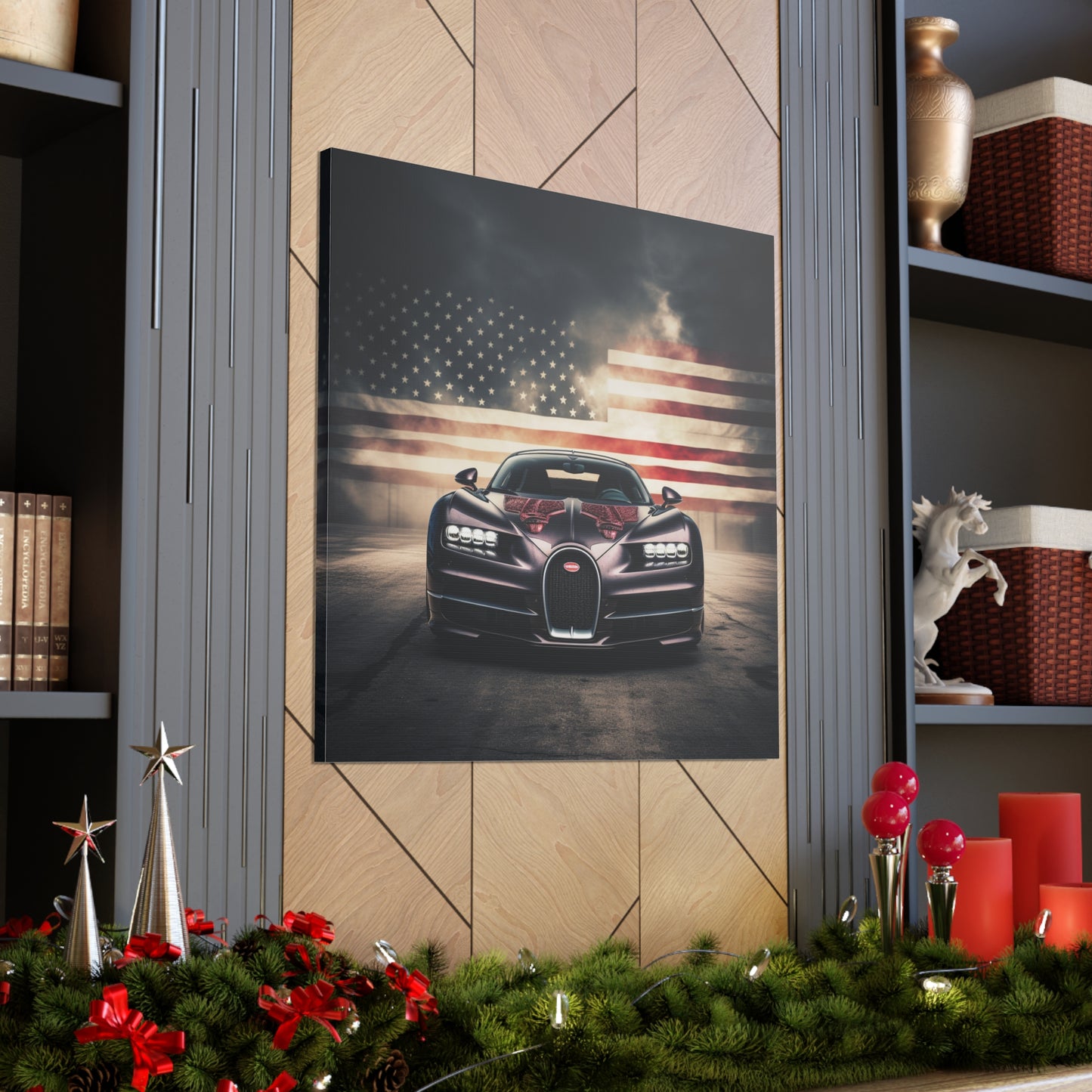 Canvas Gallery Wraps American Flag Background Bugatti 2