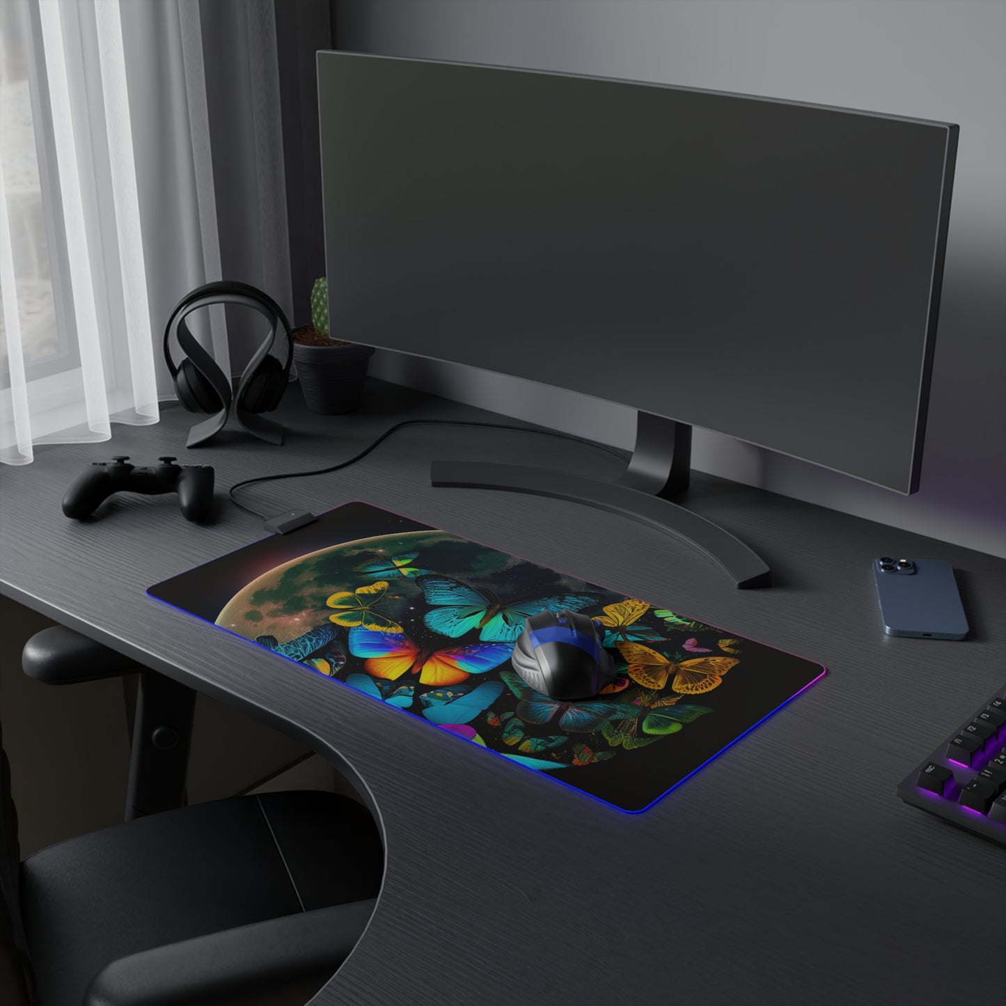 LED Gaming Mouse Pad Moon Butterfly 2