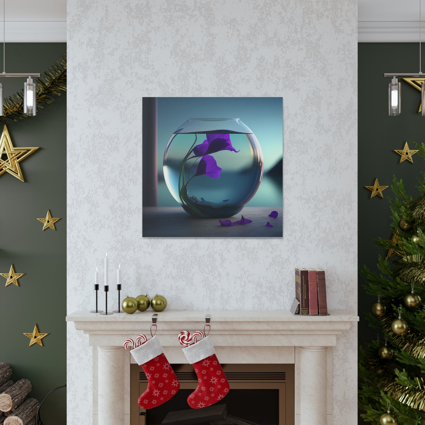 Canvas Gallery Wraps Purple Sweet pea in a vase 2