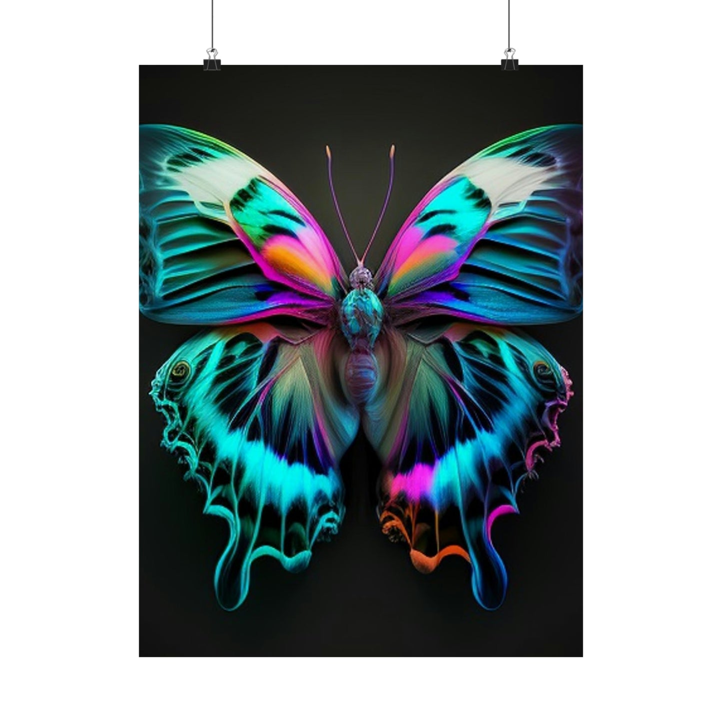 Premium Matte Vertical Posters Neon Butterfly Fusion 4