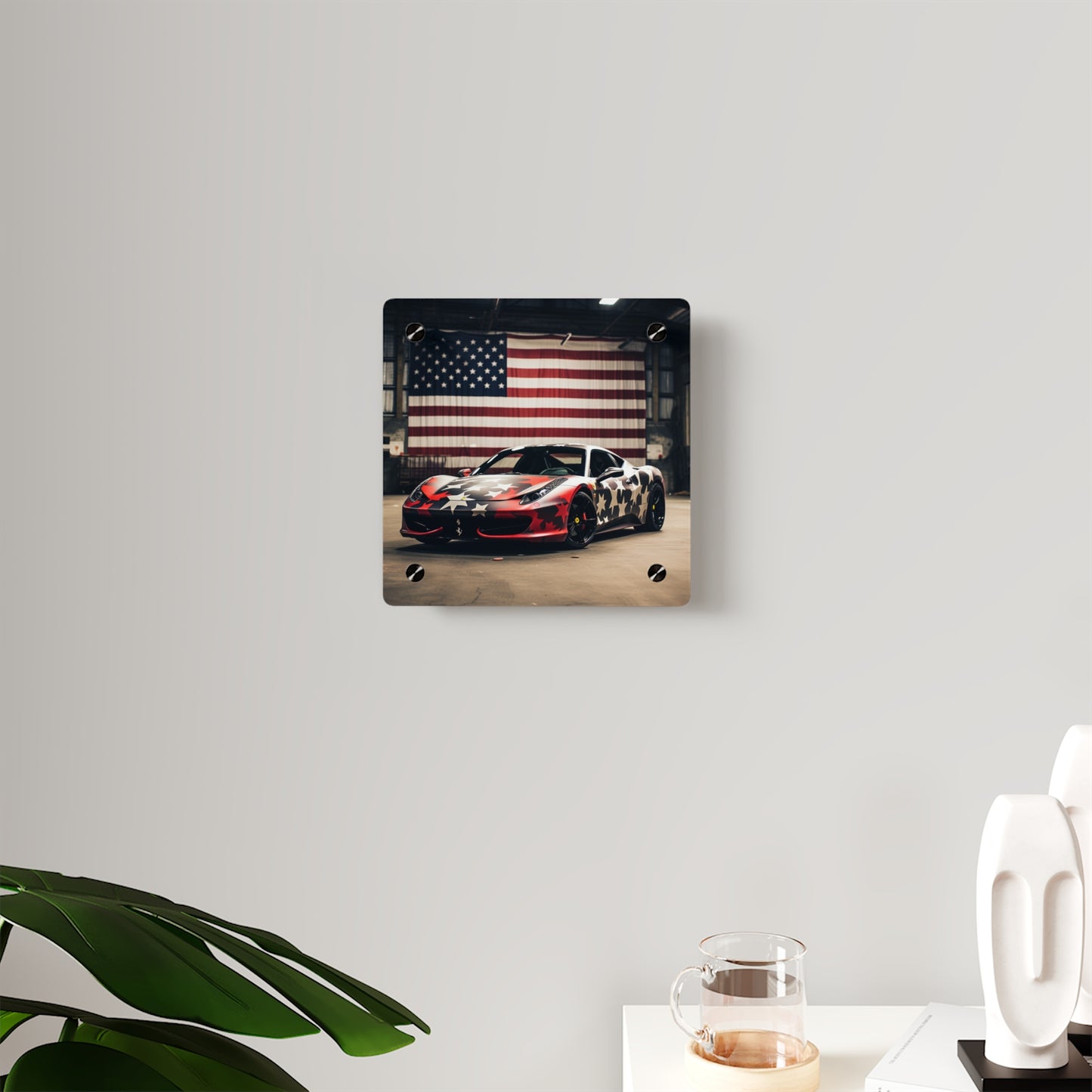 Acrylic Wall Art Panels American Flag Farrari 1