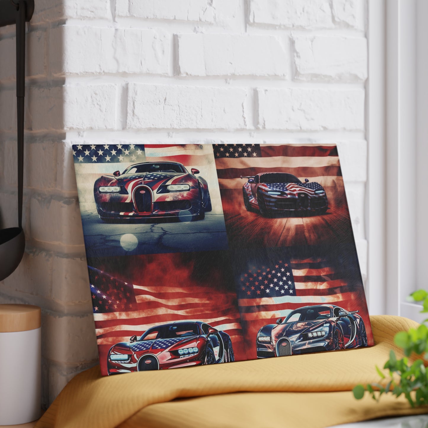 Glass Cutting Board Abstract American Flag Background Bugatti 5