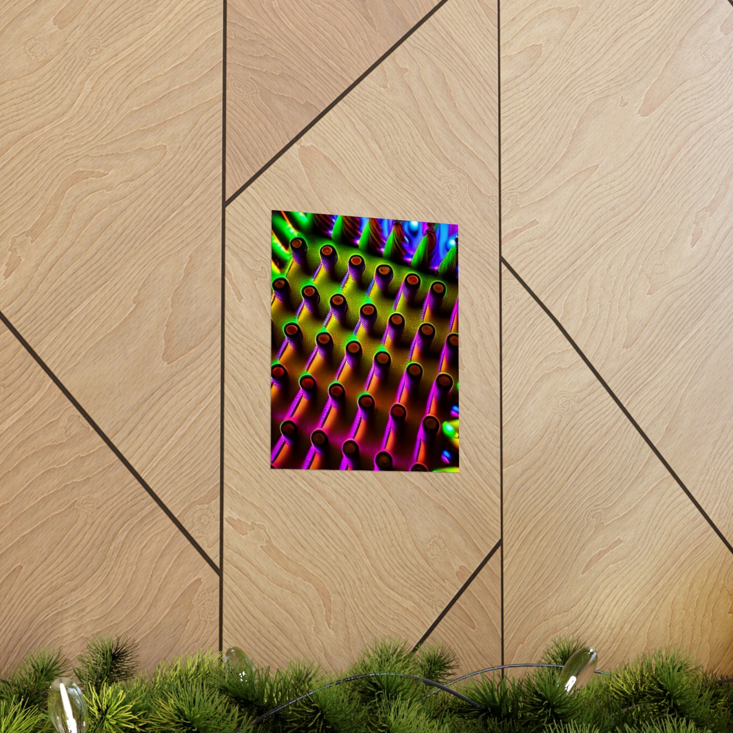 posters Macro Cactus neon square 1