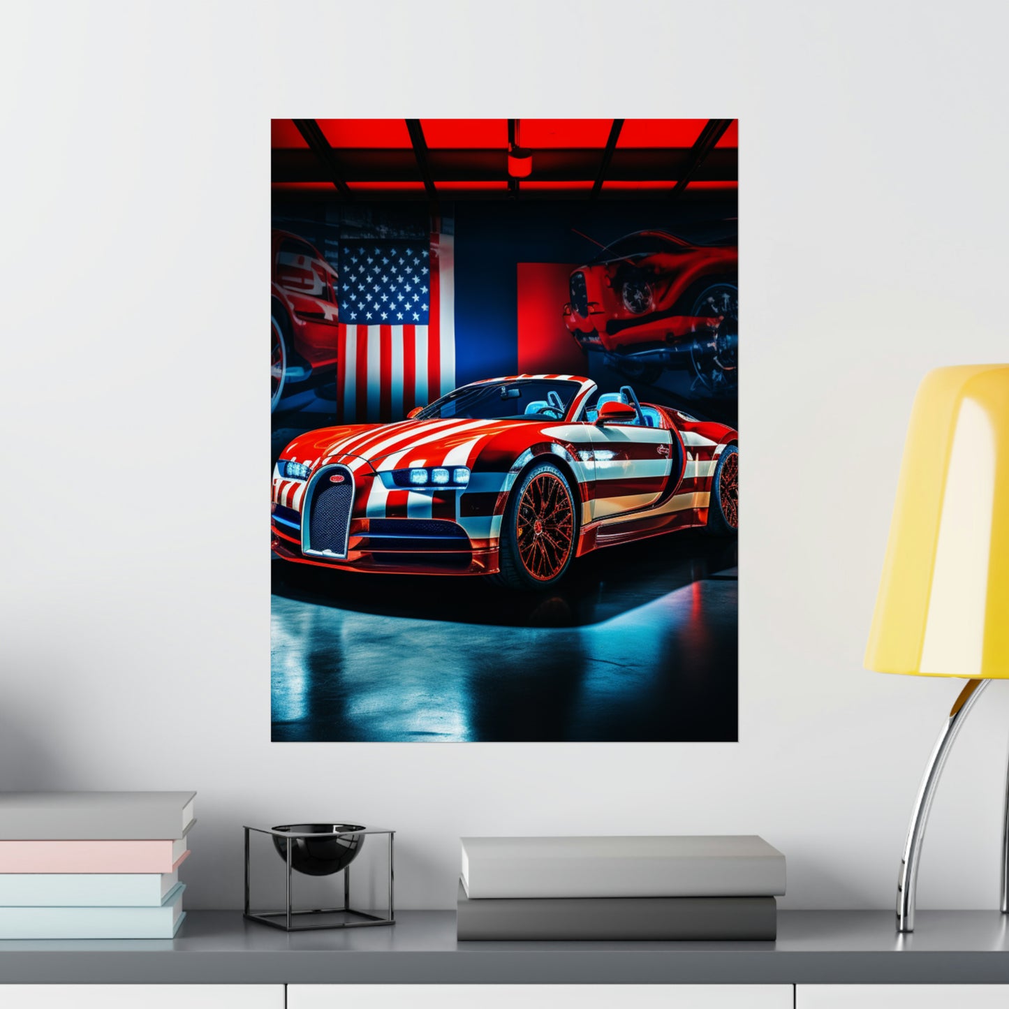 Premium Matte Vertical Posters Macro Bugatti American Flag 2