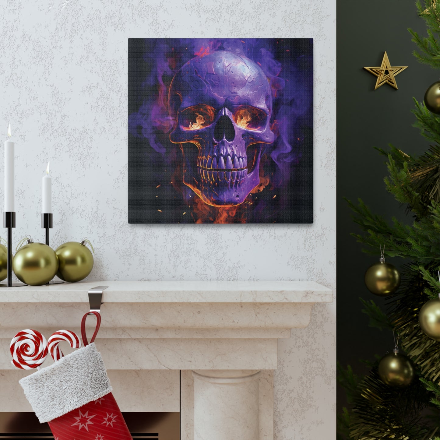 Canvas Gallery Wraps Skull Flames 1