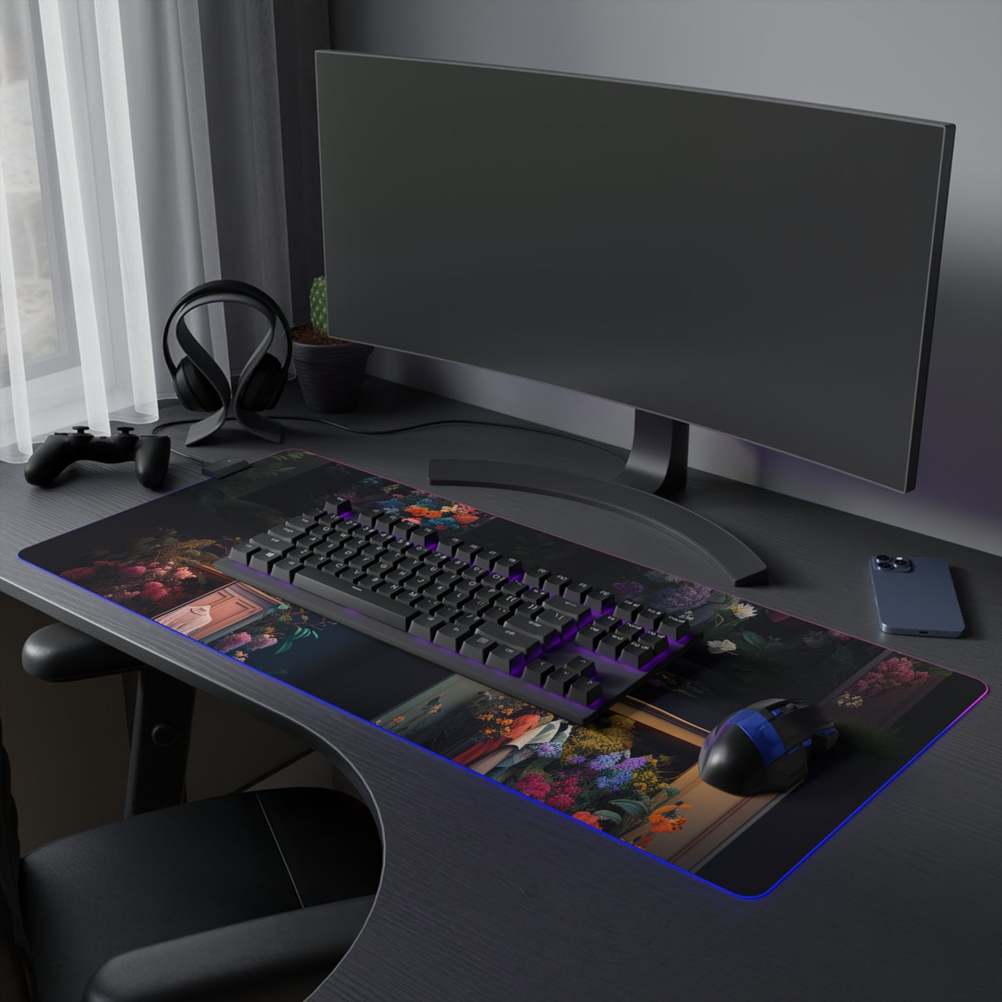 LED Gaming Mouse Pad A Wardrobe Surrounded by Flowers 5