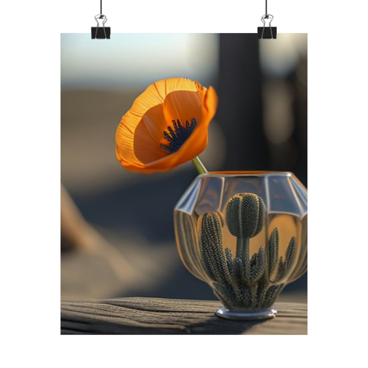 Premium Matte Vertical Posters Orange Poppy in a Vase 2