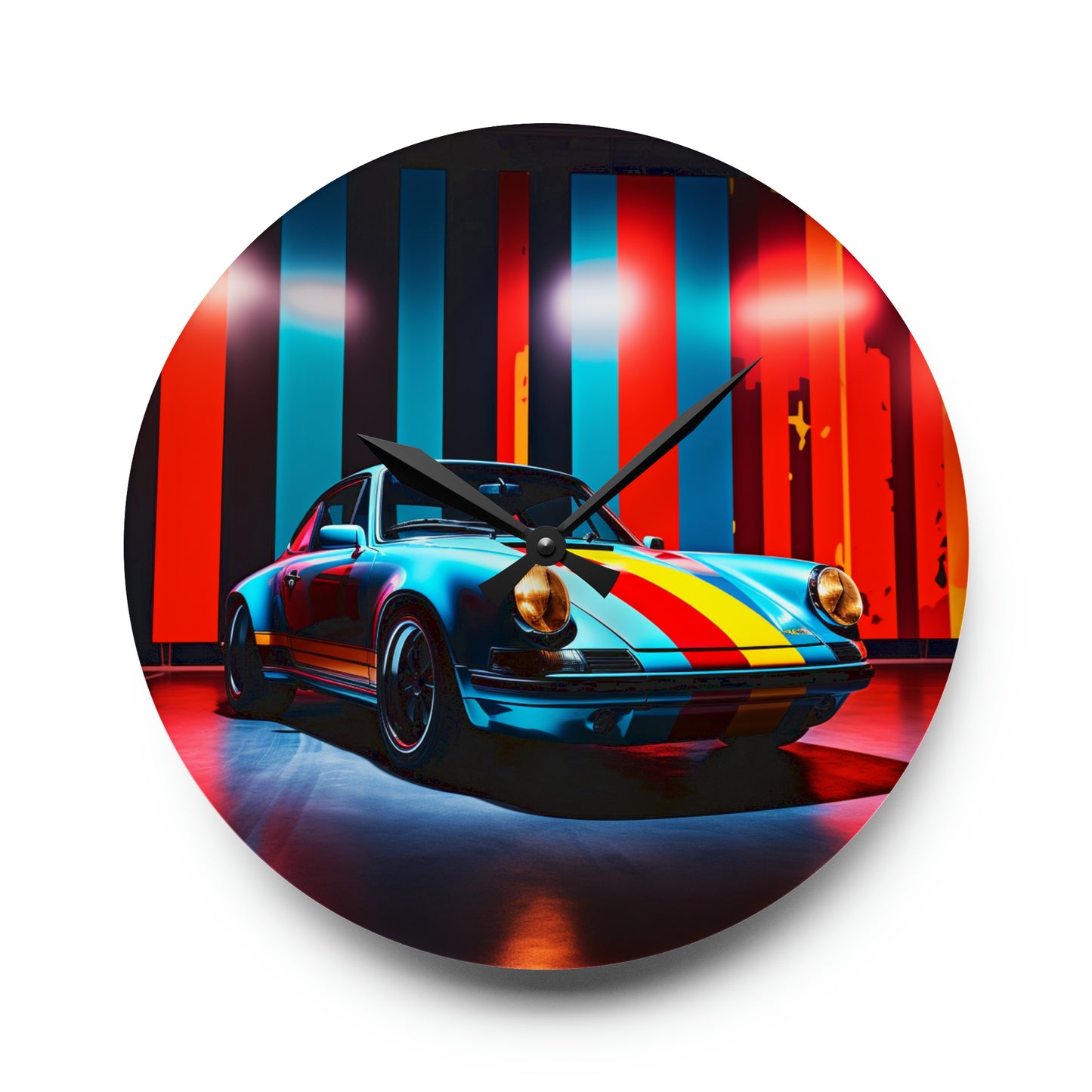 Acrylic Wall Clock Macro American Flag Porsche 3