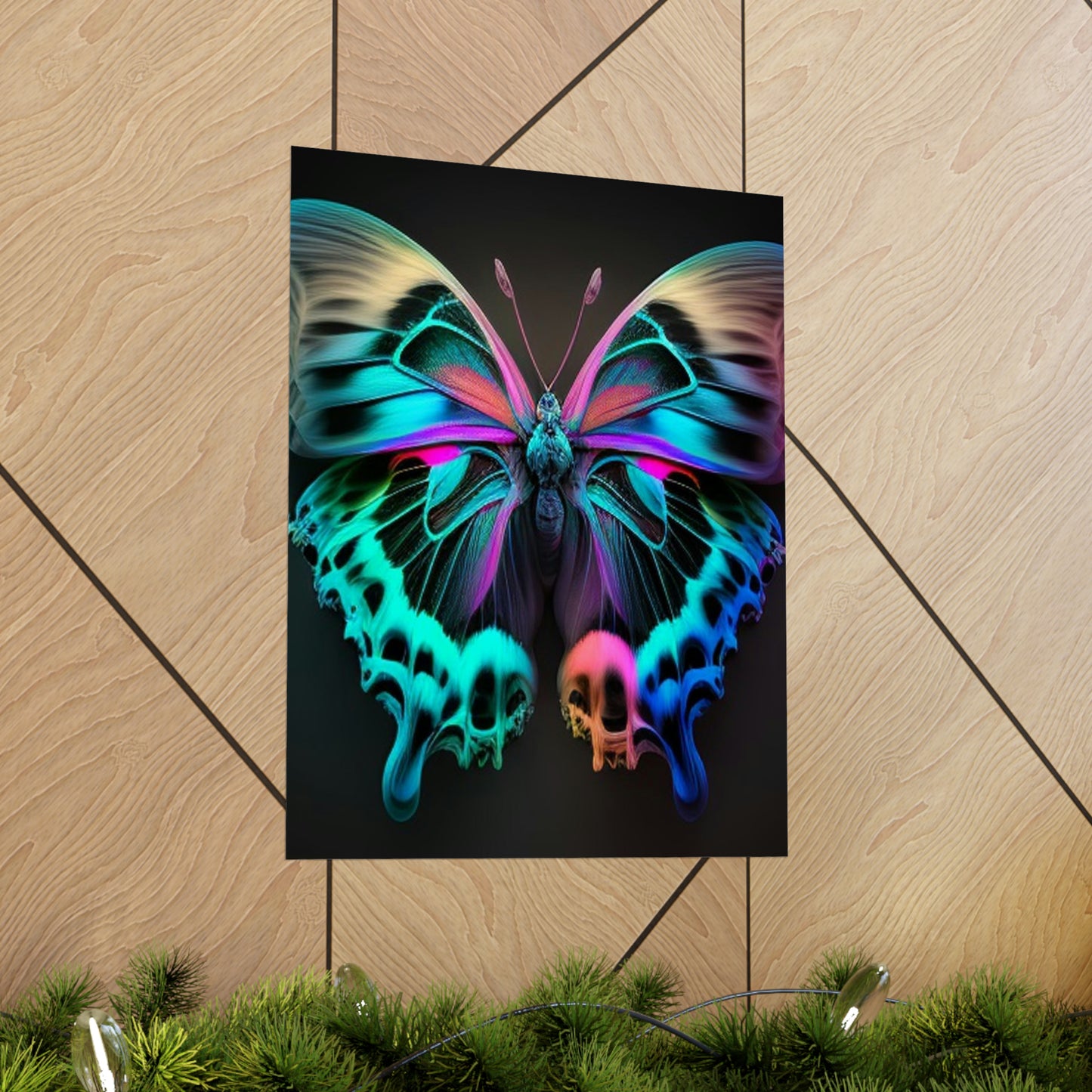 Premium Matte Vertical Posters Neon Butterfly Fusion 2