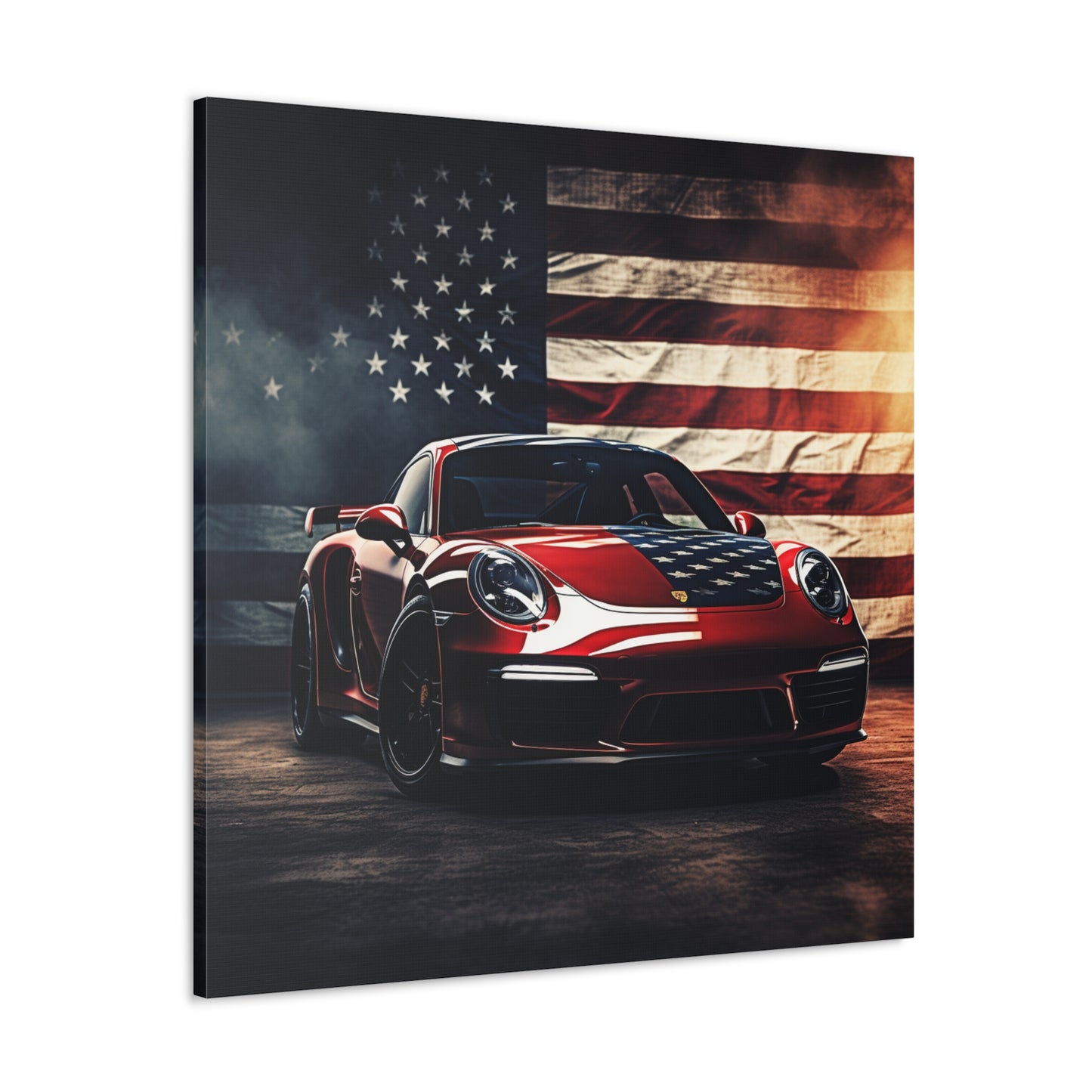 Canvas Gallery Wraps American Flag Background Porsche 2