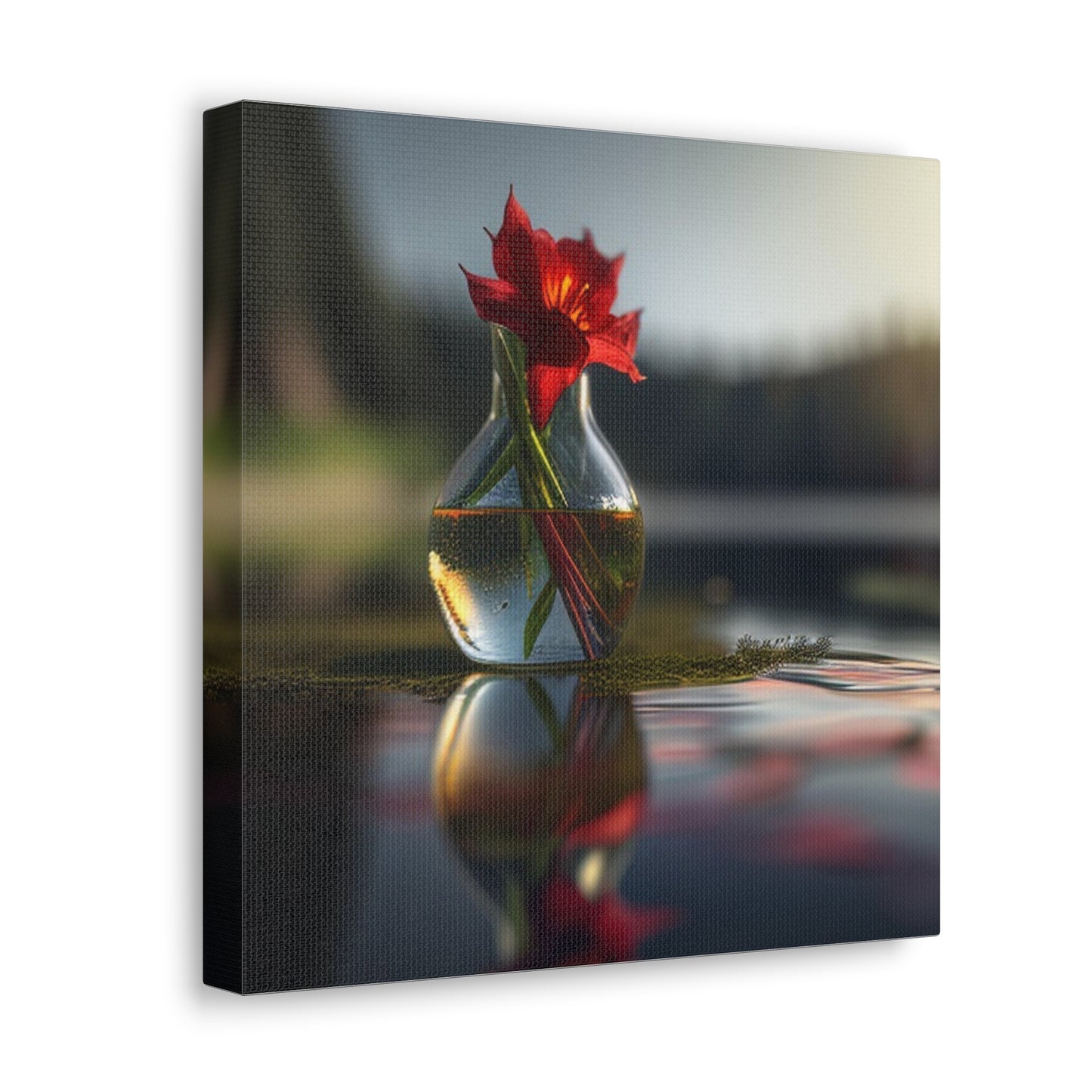 Canvas Gallery Wraps Red Lily in a Glass vase 3