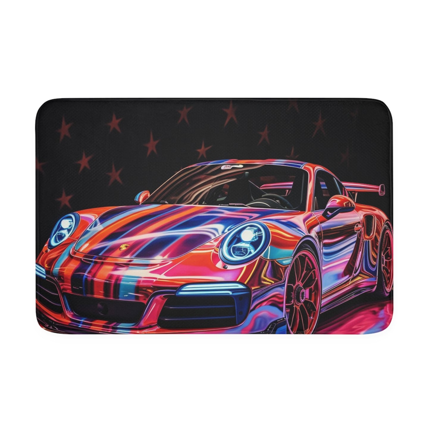 Memory Foam Bath Mat American Flag Colored Porsche 1