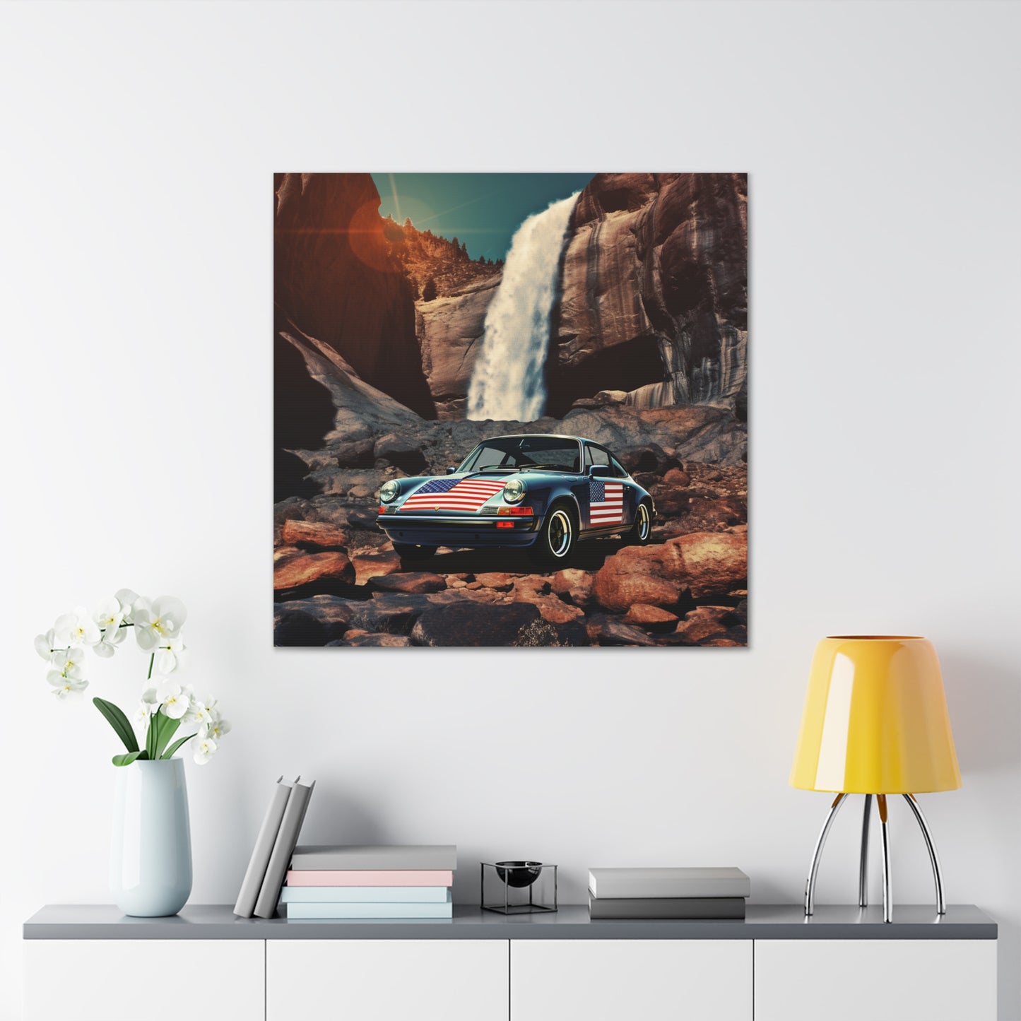 Canvas Gallery Wraps American Flag Porsche Abstract 2