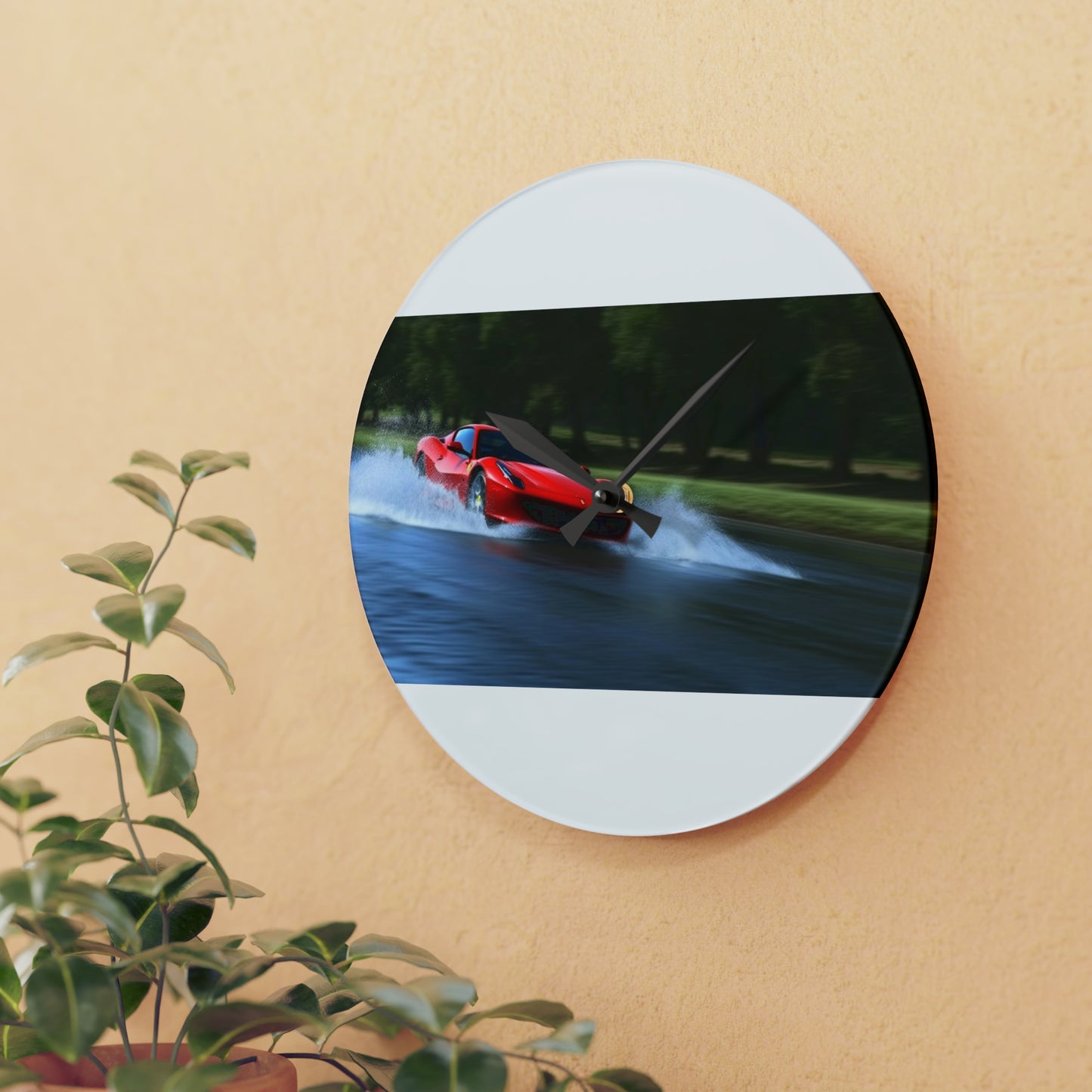 Acrylic Wall Clock Water Ferrari Splash 3