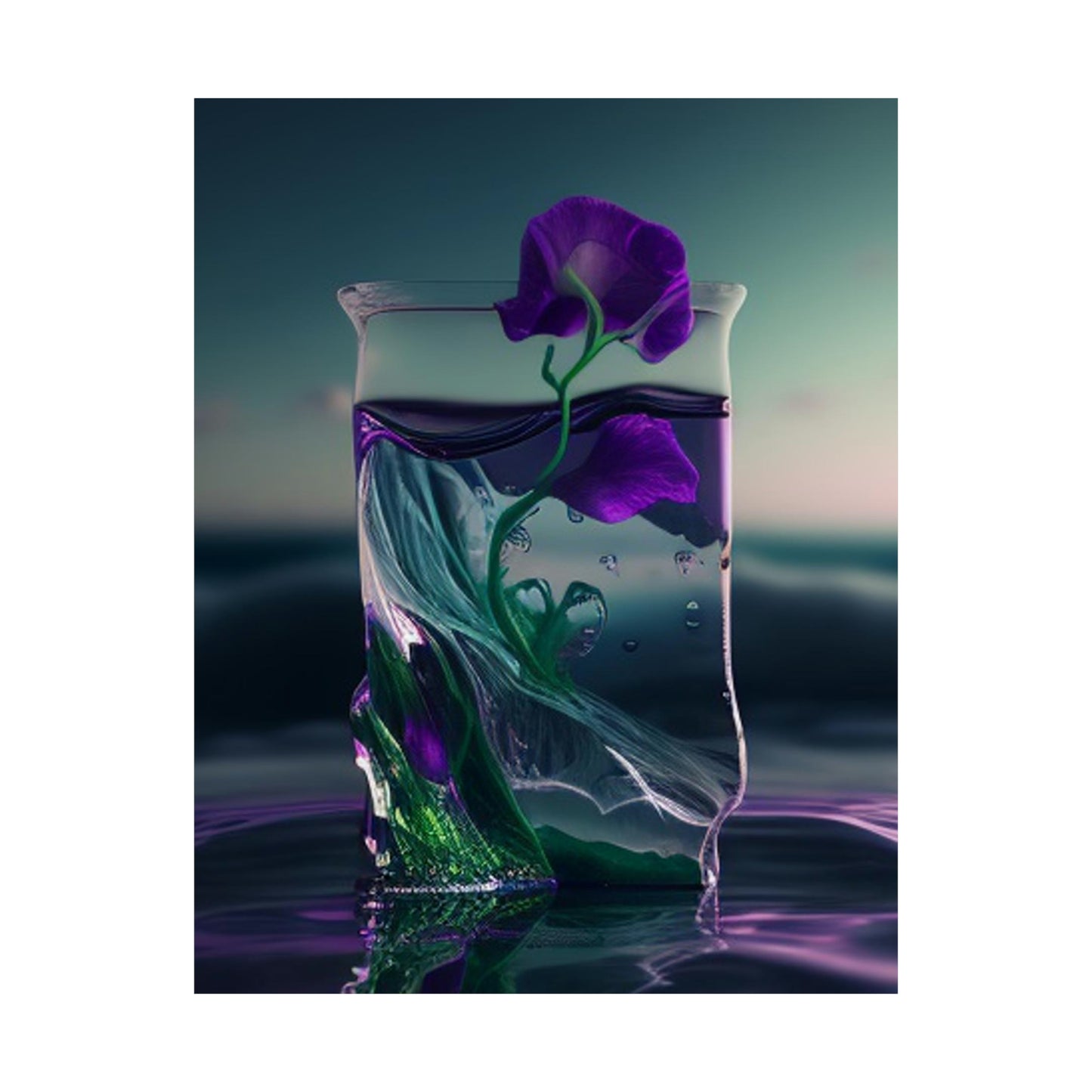 Premium Matte Vertical Posters Purple Sweet pea in a vase 3