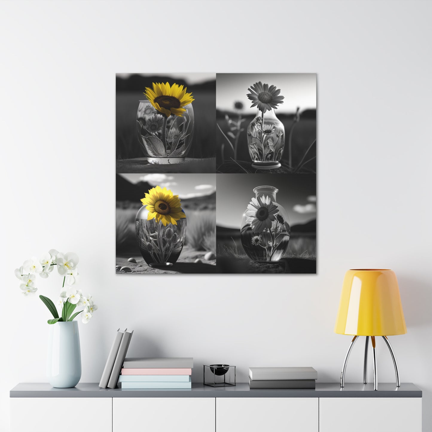 Canvas Gallery Wraps Yellw Sunflower in a vase 5