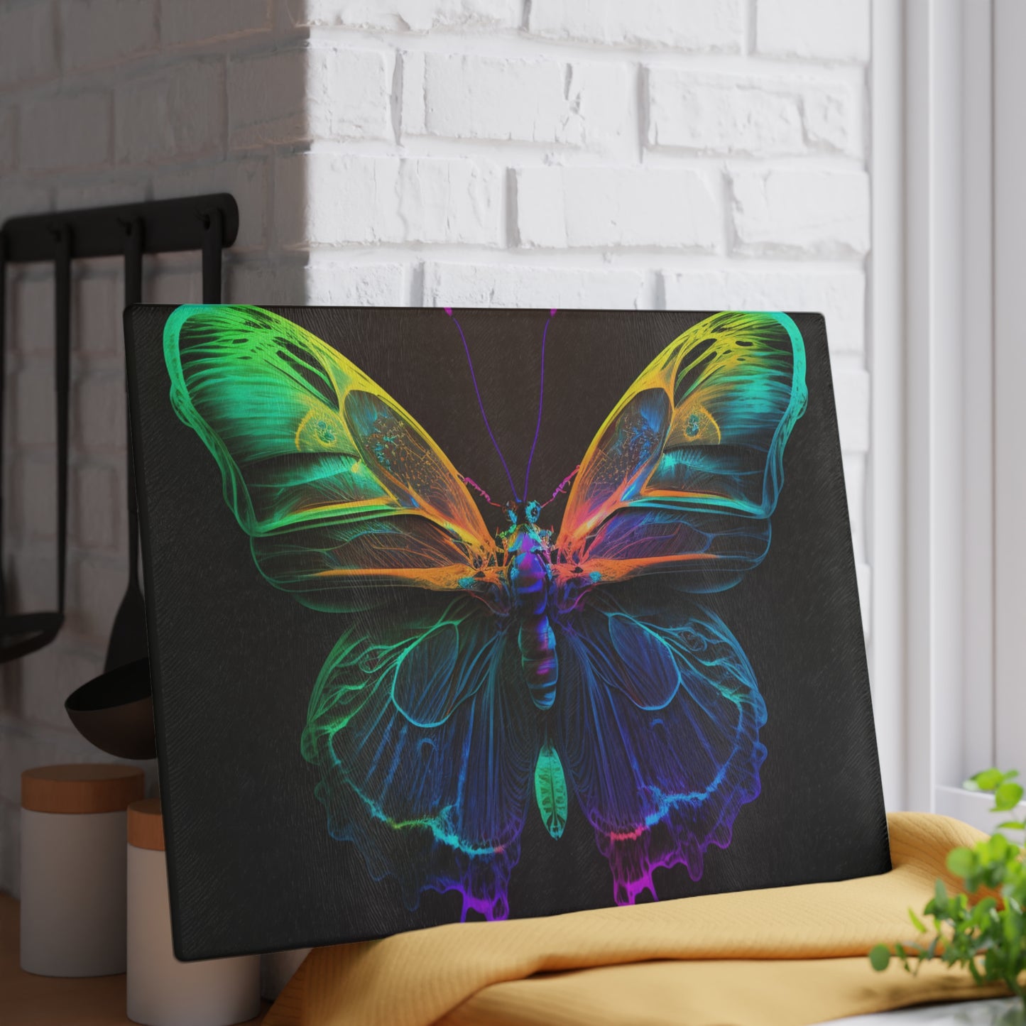 Glass Cutting Board Raw Hyper Color Butterfly 3