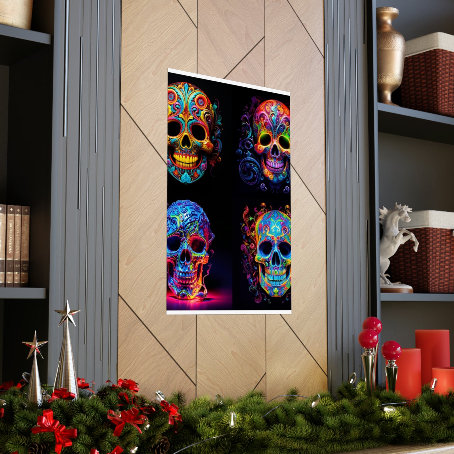 Premium Matte Vertical Posters Macro Skull Color 5