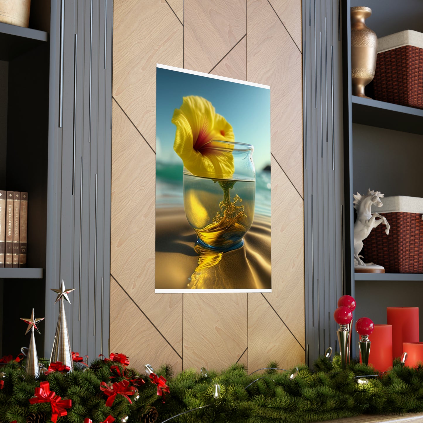 Premium Matte Vertical Posters Yellow Hibiscus glass 1