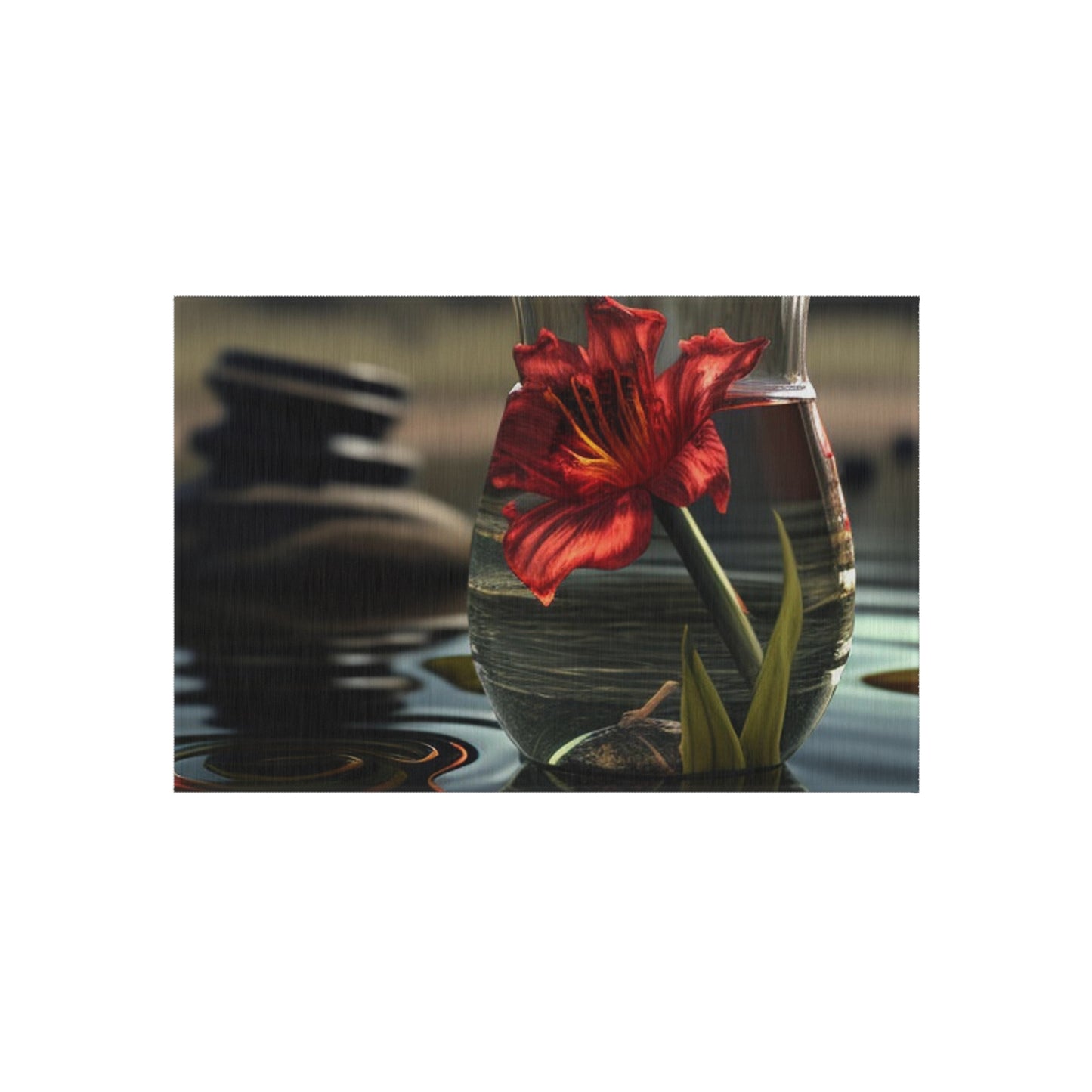 Outdoor Rug  Red Lily in a Glass vase 4