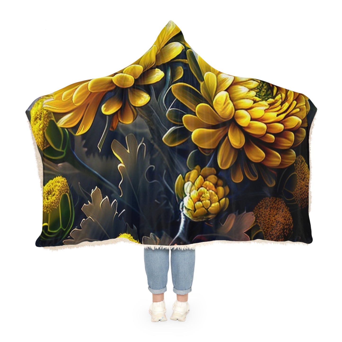 Snuggle Hooded Blanket Yellow Hermosas Flores Amarillas 3