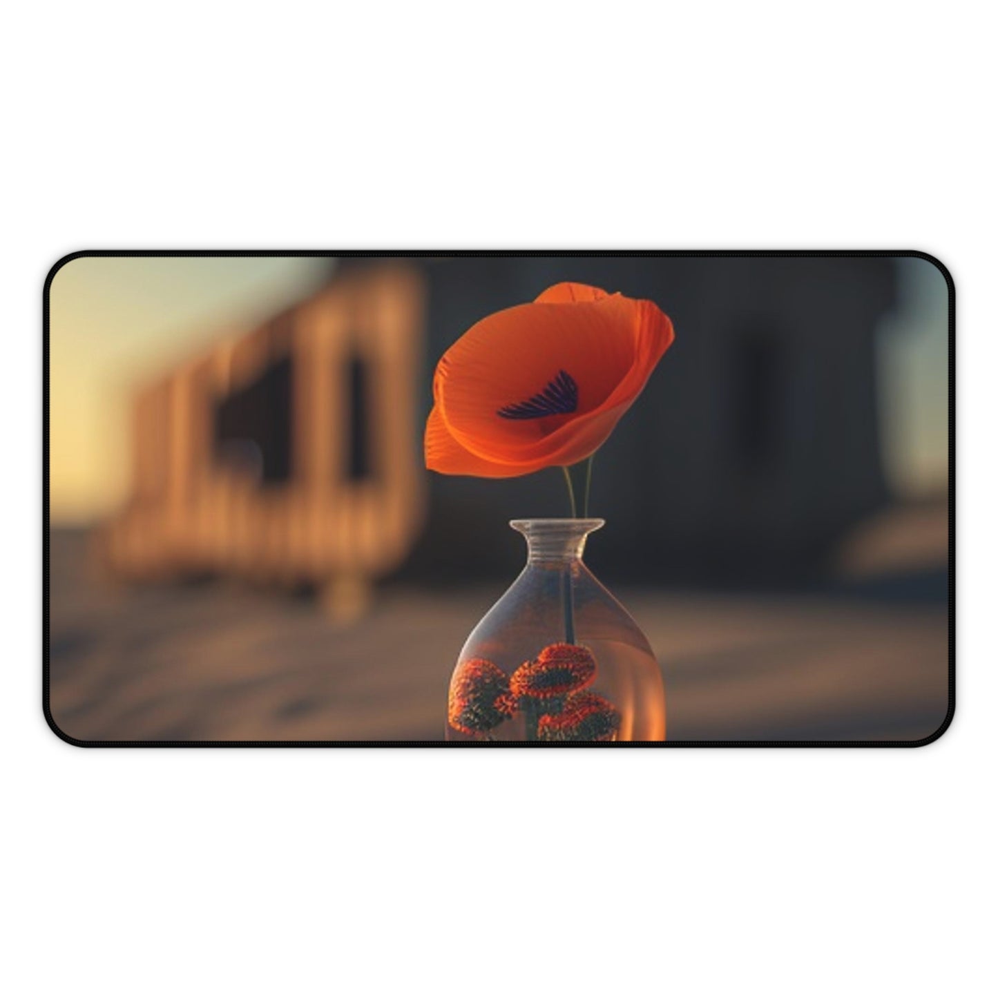 Desk Mat Orange Poppy in a Vase 3