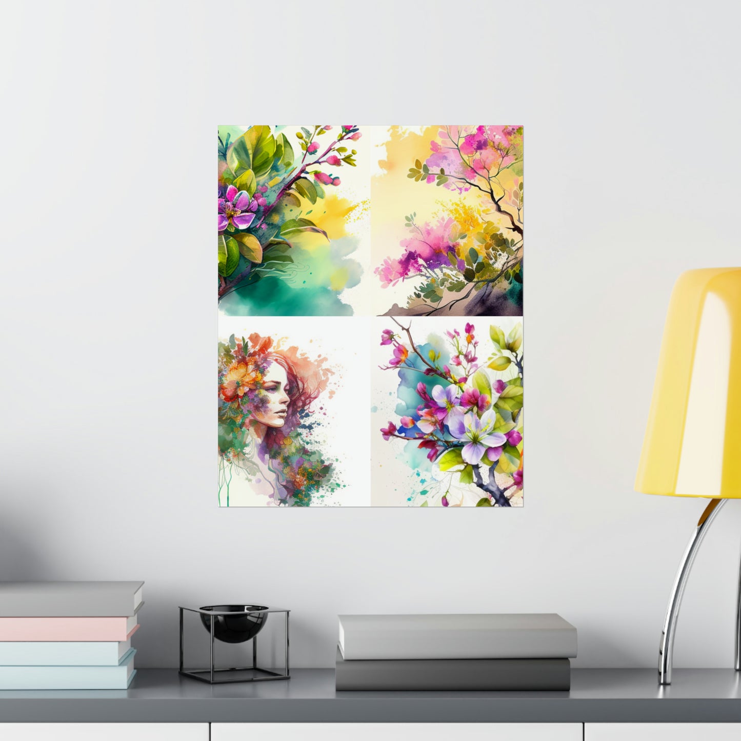 Premium Matte Vertical Posters Mother Nature Bright Spring Colors Realistic Watercolor 5
