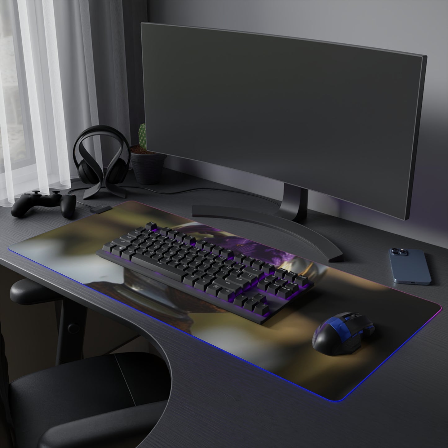 LED Gaming Mouse Pad Purple Iris in a vase 2