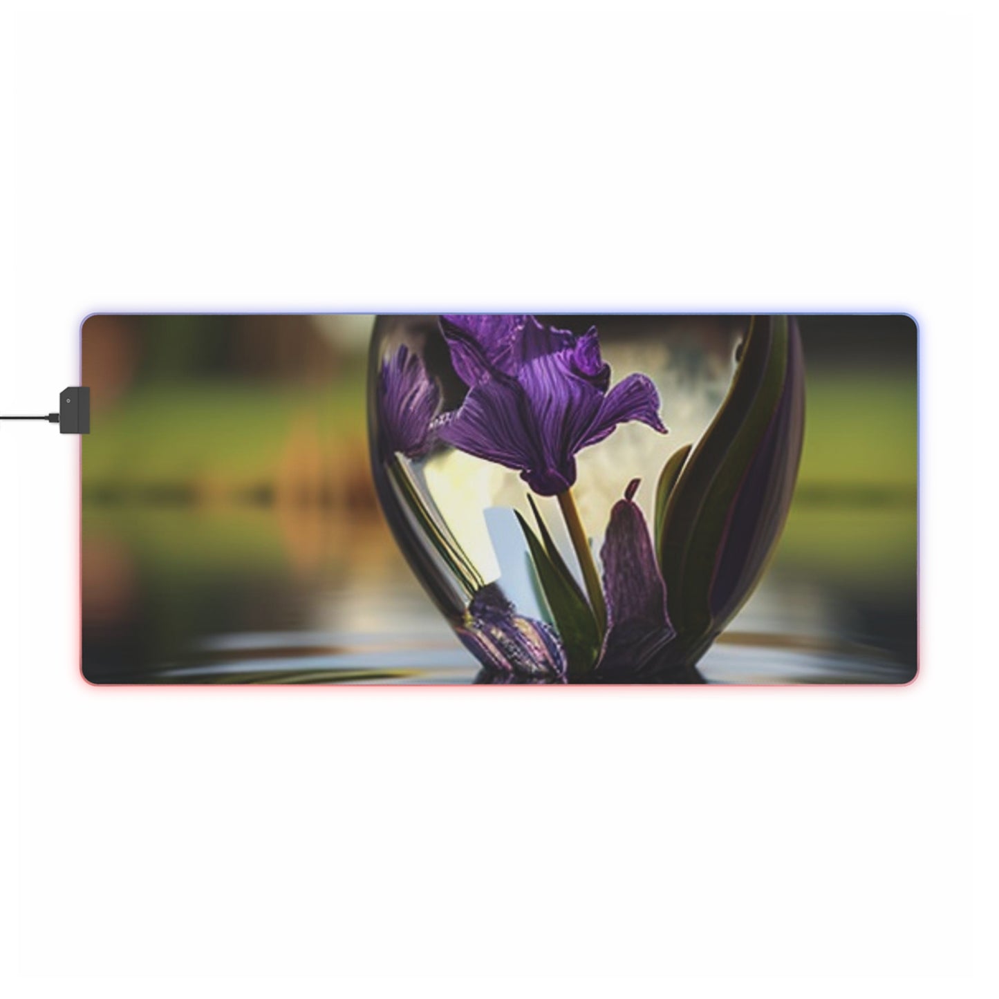 LED Gaming Mouse Pad Purple Iris in a vase 3