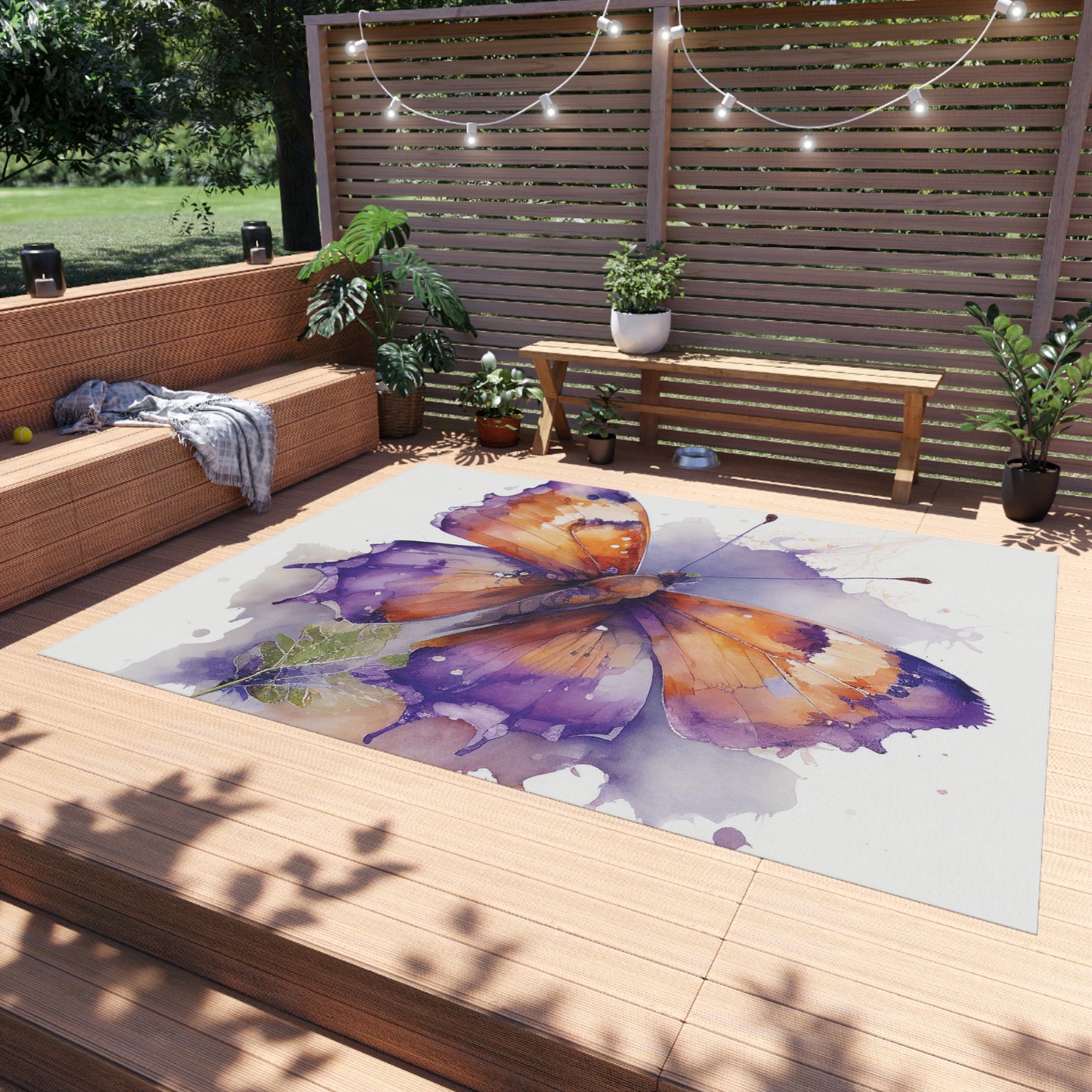 Outdoor Rug  MerlinRose Watercolor Butterfly 2