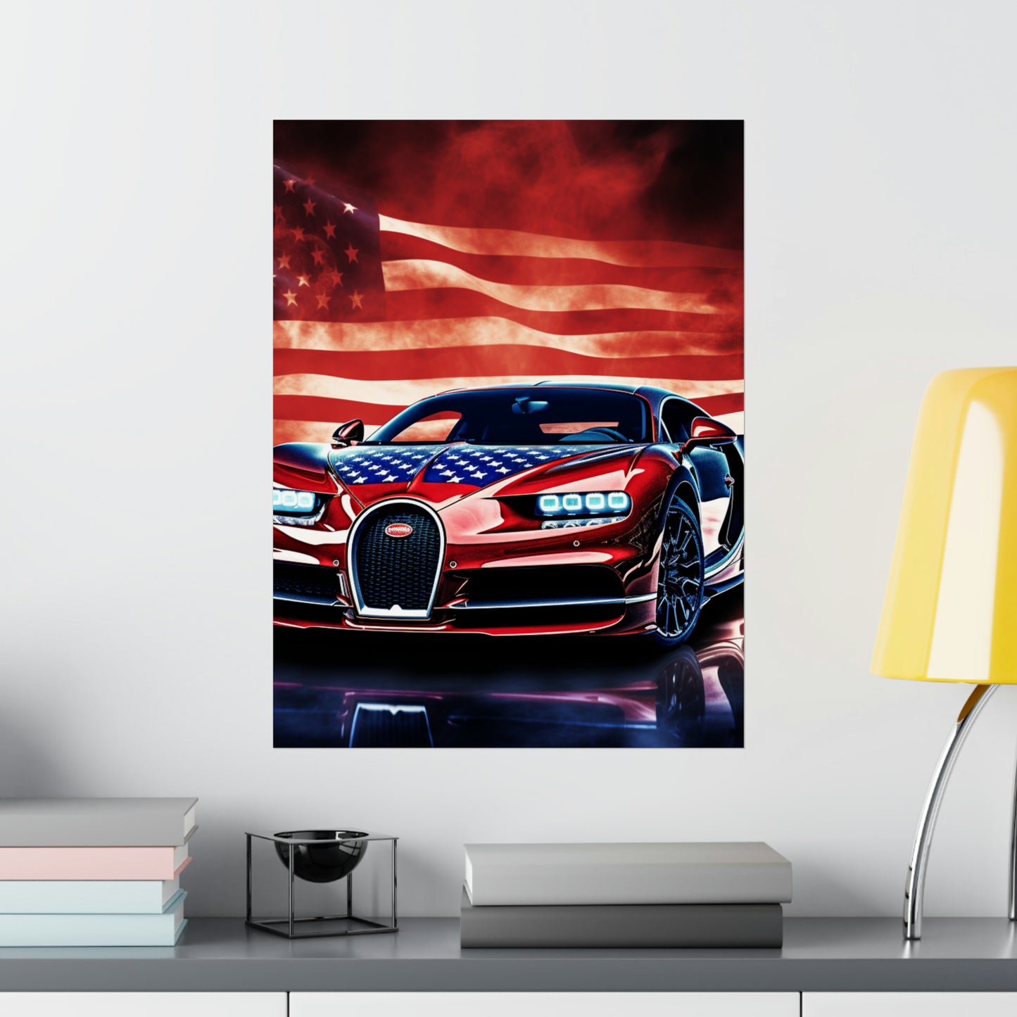 Premium Matte Vertical Posters Abstract American Flag Background Bugatti 3