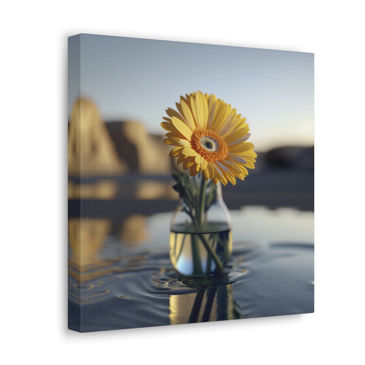 Canvas Gallery Wraps yello Gerbera glass 4